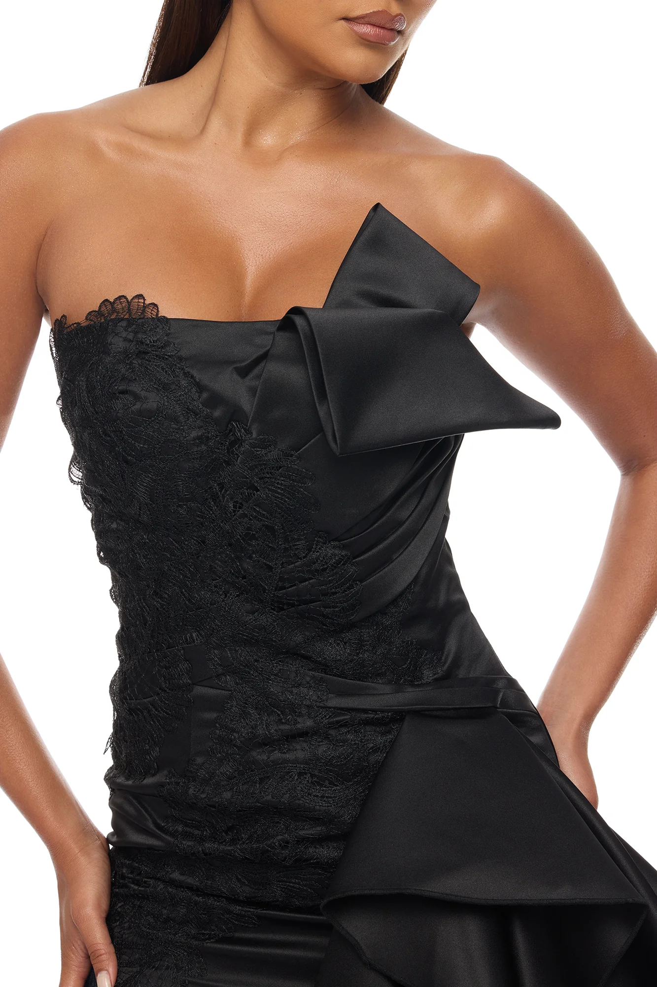 Total Drama Ruffle Drape Mini Dress - Black - Image 3