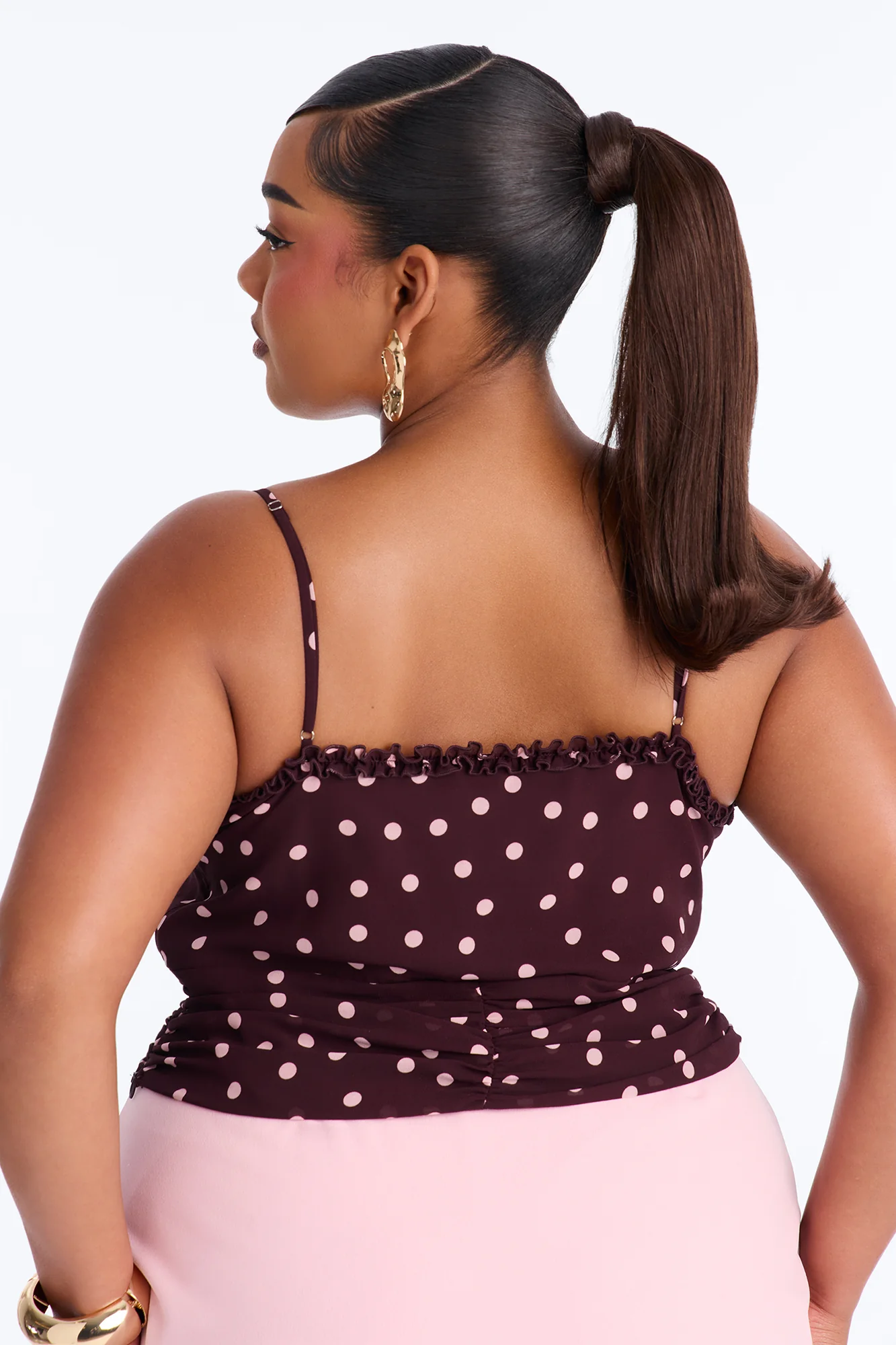 Touch Of Summer Polka Dot Chiffon Top - Brown/combo - Image 8