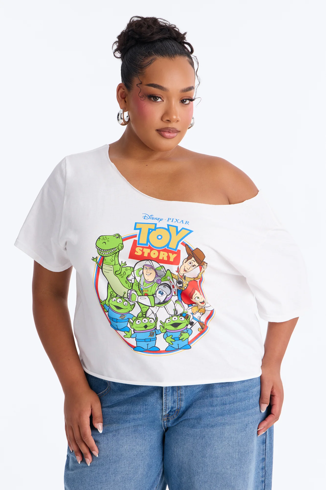 Toy Story Movie Off Shoulder Tee - White - Image 5