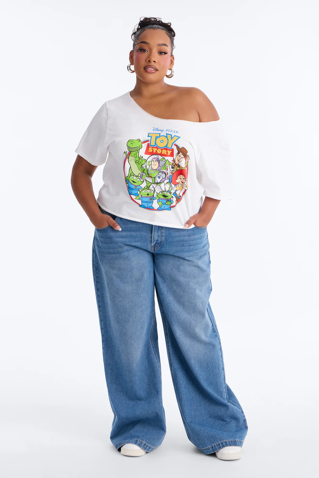 Toy Story Movie Off Shoulder Tee - White - Image 6