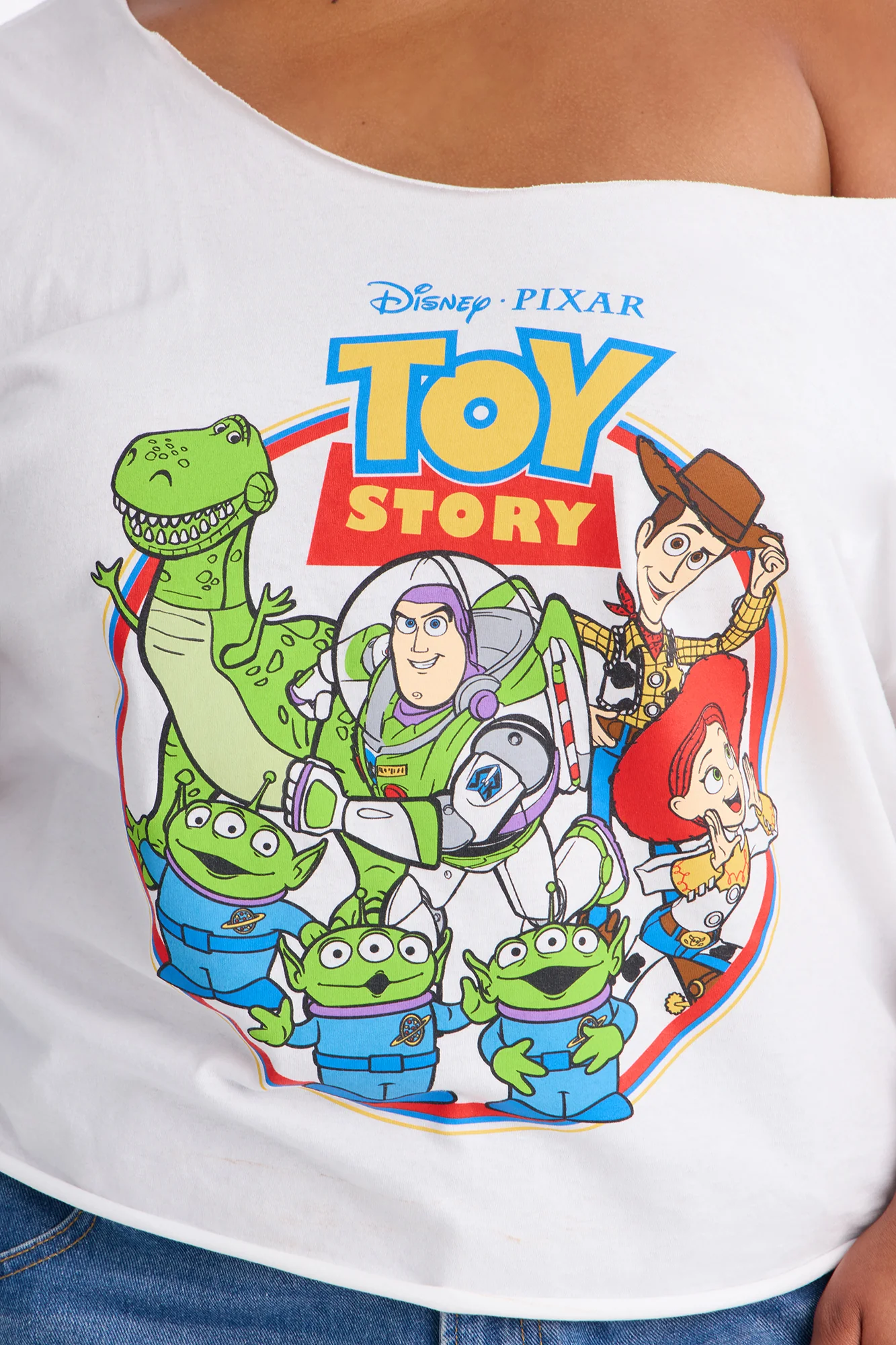 Toy Story Movie Off Shoulder Tee - White - Image 7