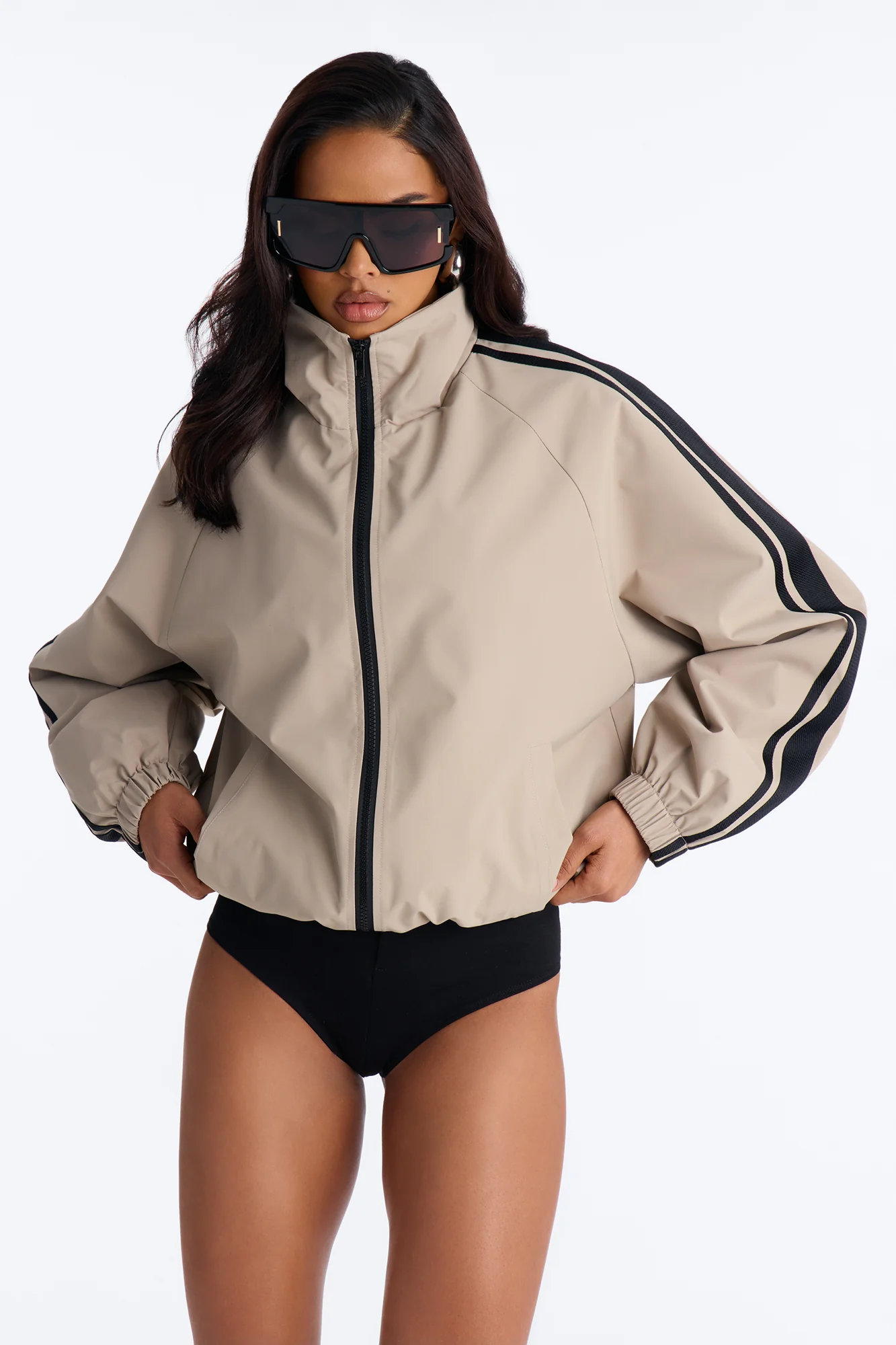 Trackstar Contrast Windbreaker Jacket - Khaki/combo