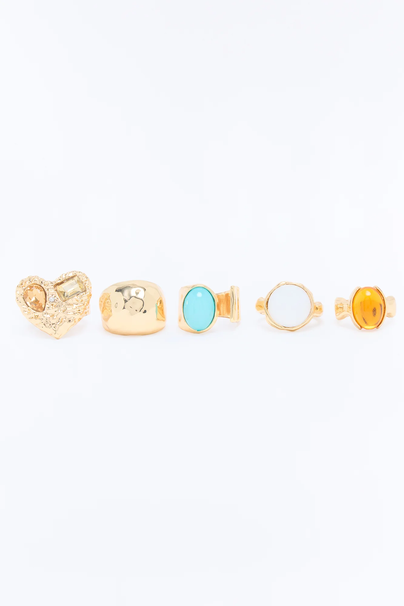 Treasure My Love 5 Piece Ring Set - Gold/Multi - Image 3