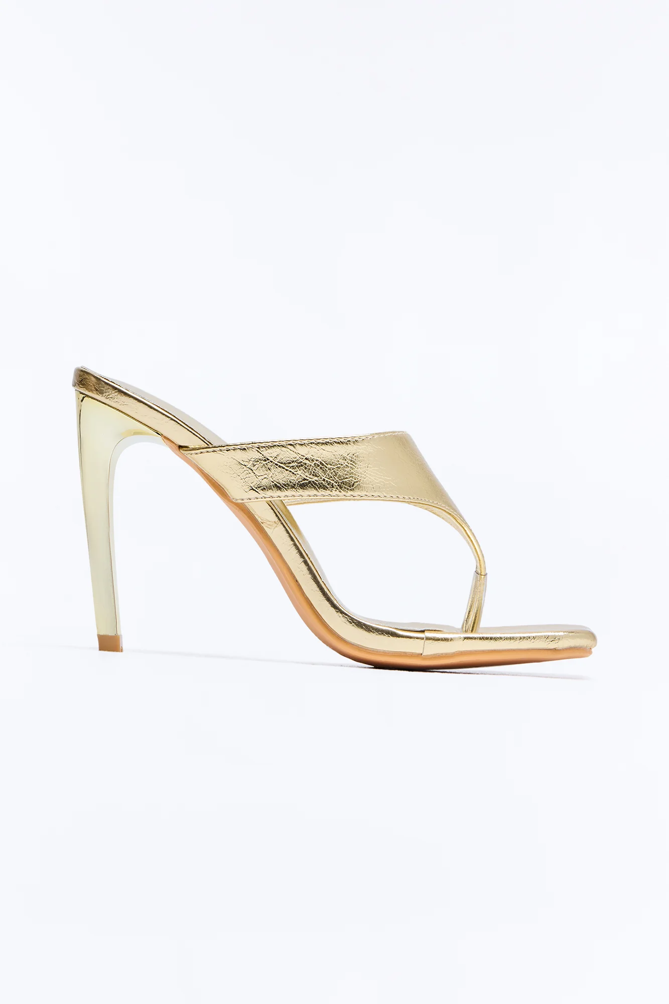Tremble Stiletto Thong Heels - Gold