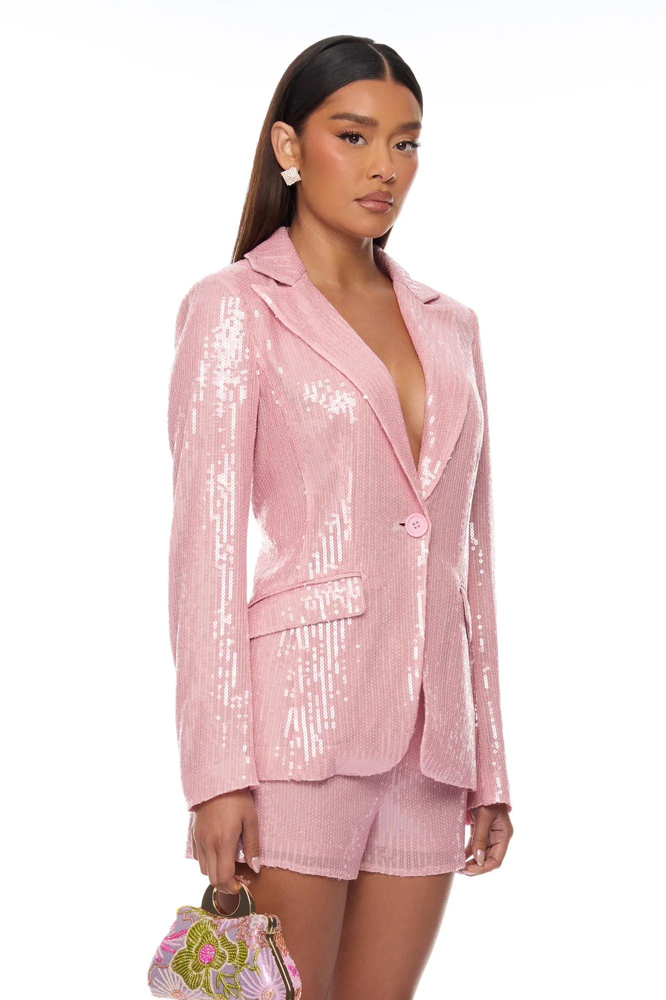 Trina Sequin Hot Short Set - Pink