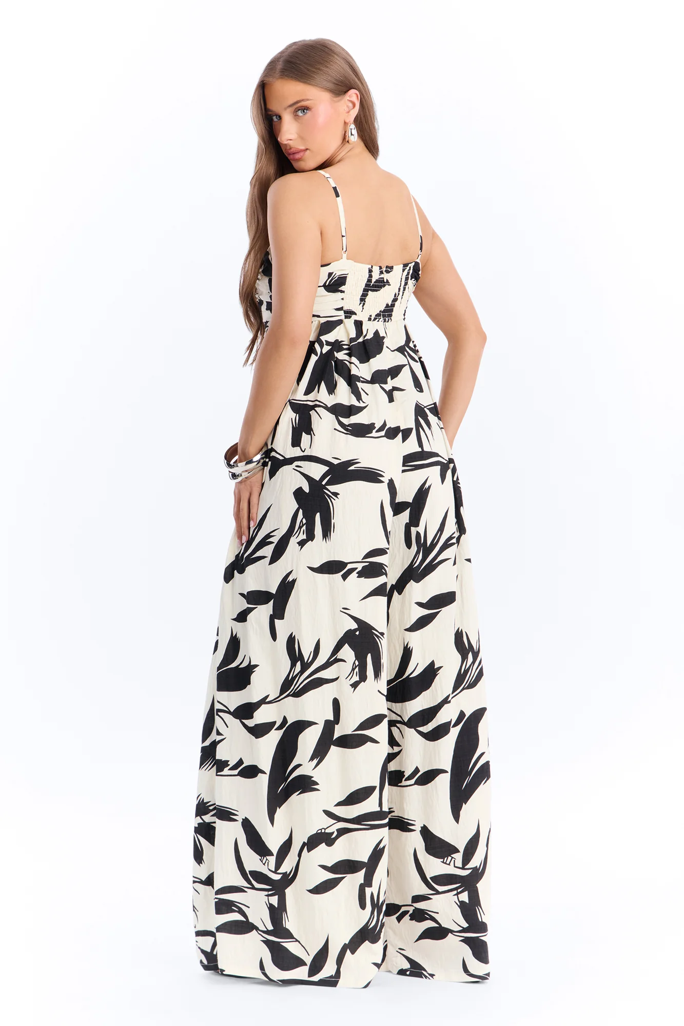 Trina Wide Leg Jumpsuit - Black/White - Image 4