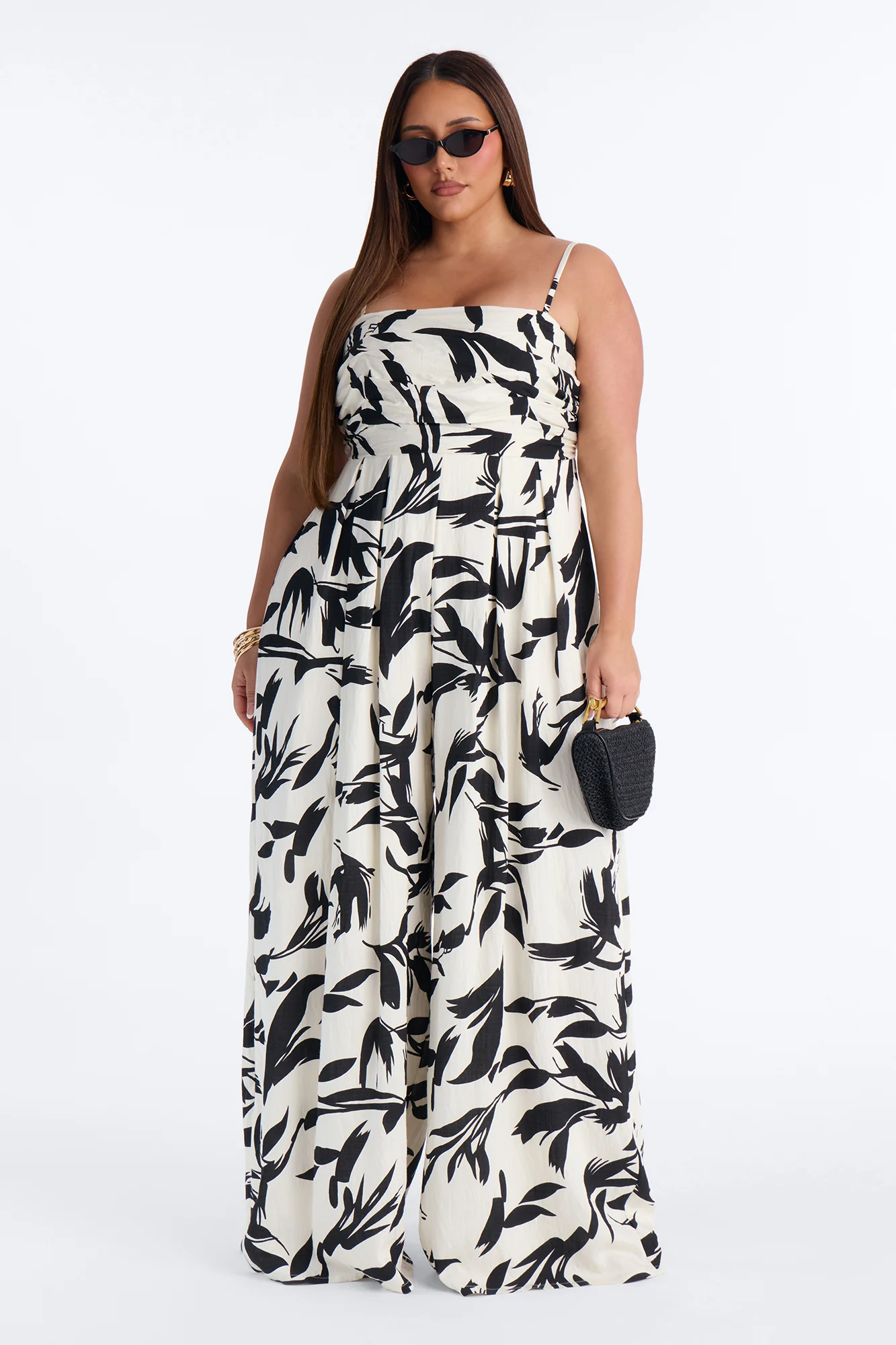 Trina Wide Leg Jumpsuit - Black/White - Image 5