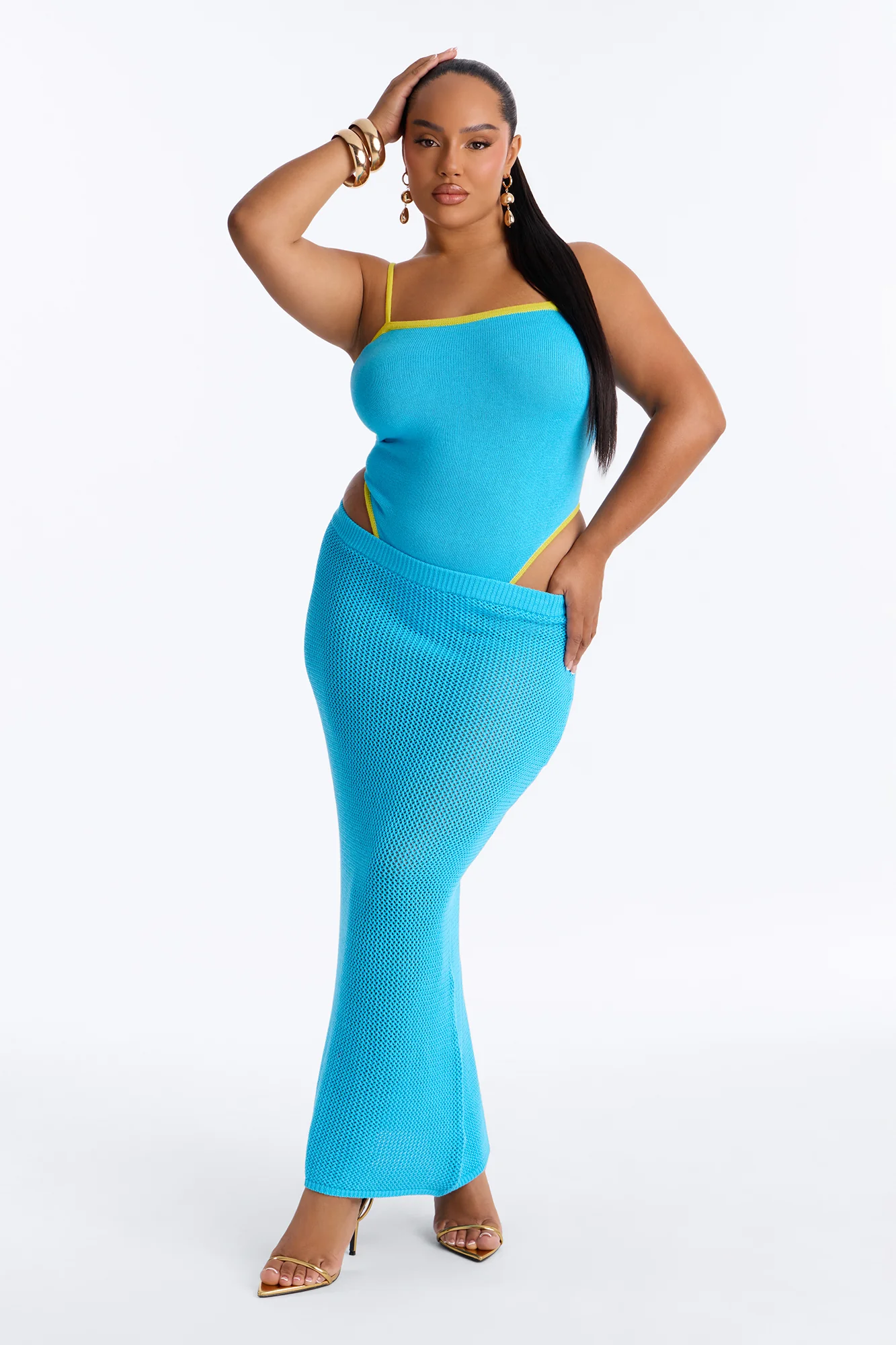 Tropic Energy Crochet Skirt Set - Aqua - Image 6