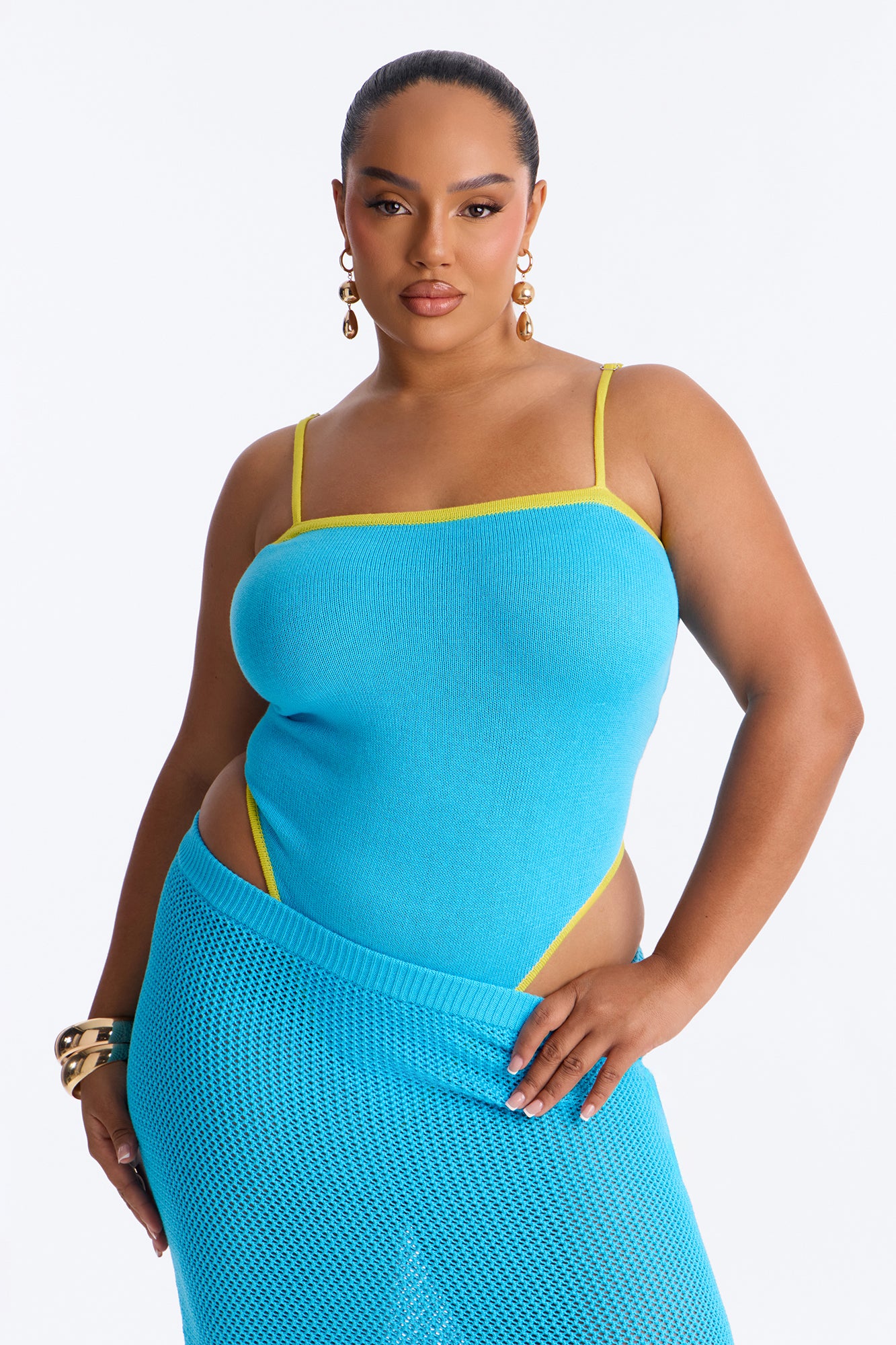 Tropic Energy Crochet Skirt Set - Aqua - Image 7