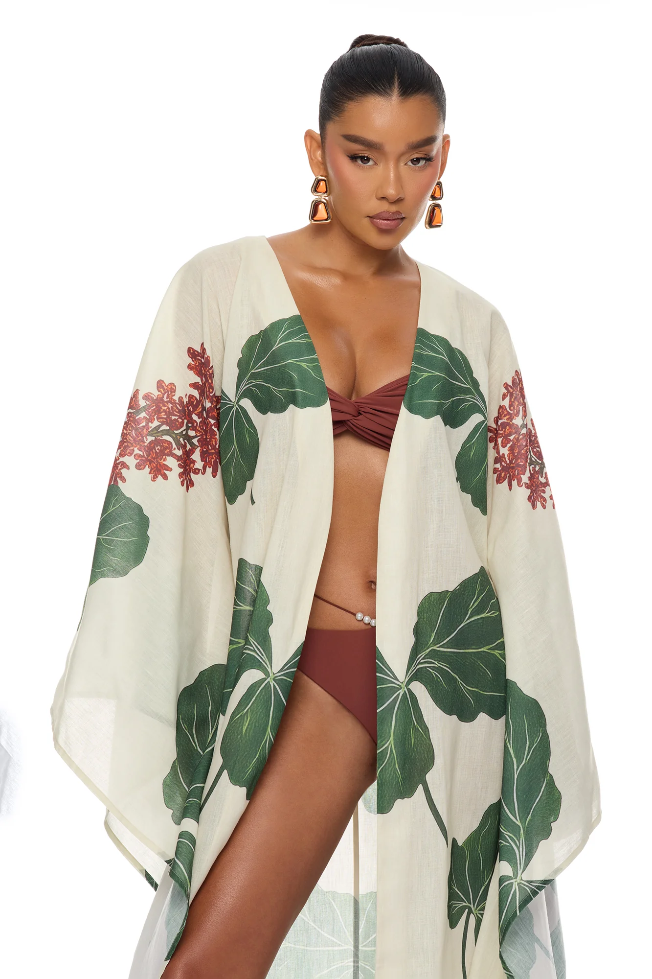 Tropic Getaway Linen Kimono - Ivory/combo - Image 2