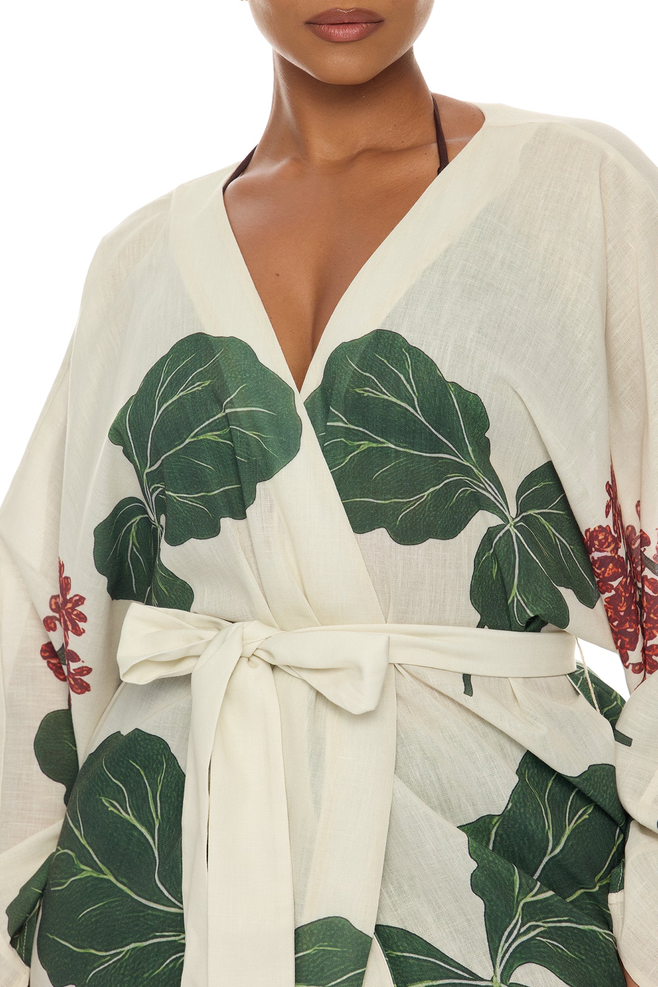 Tropic Getaway Linen Kimono - Ivory/combo - Image 9