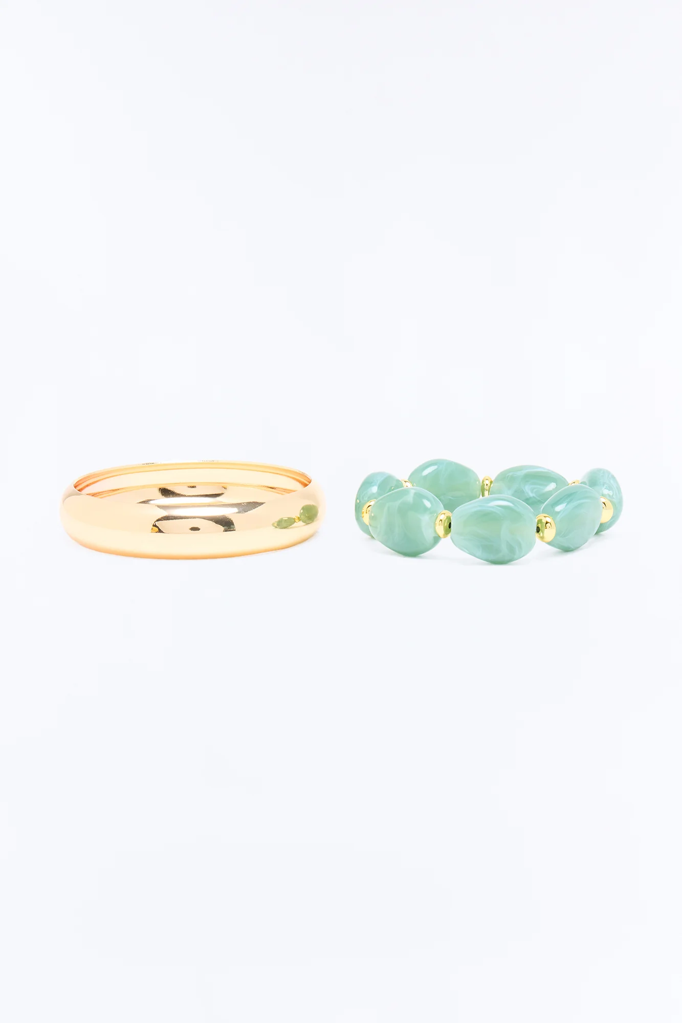 Tropical Cutie 2 Piece Bracelet Set - Gold/Green - Image 3