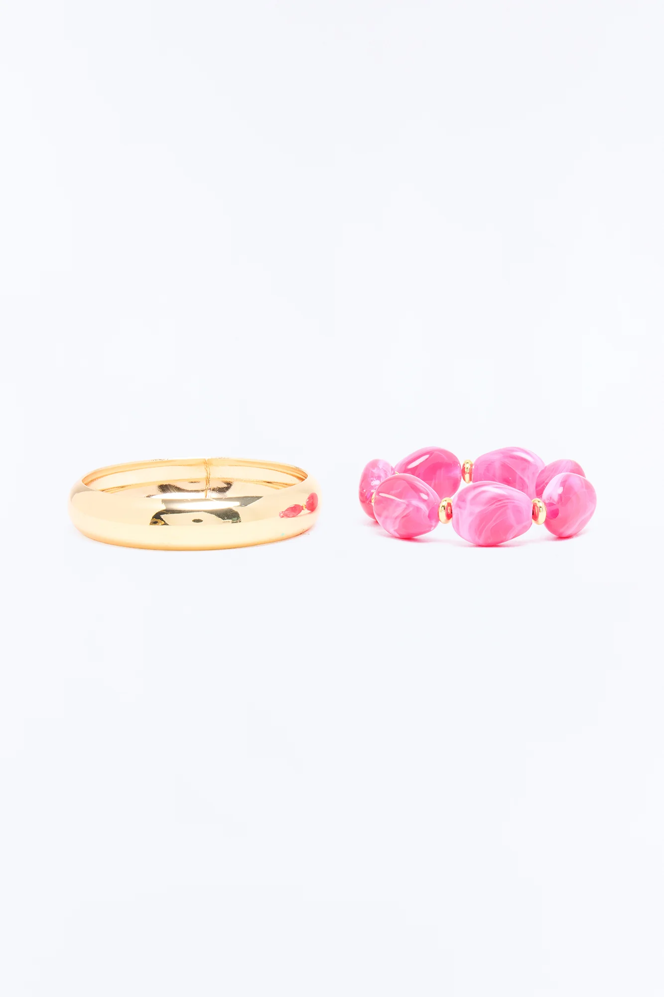 Tropical Cutie 2 Piece Bracelet Set - Gold/Pink - Image 3