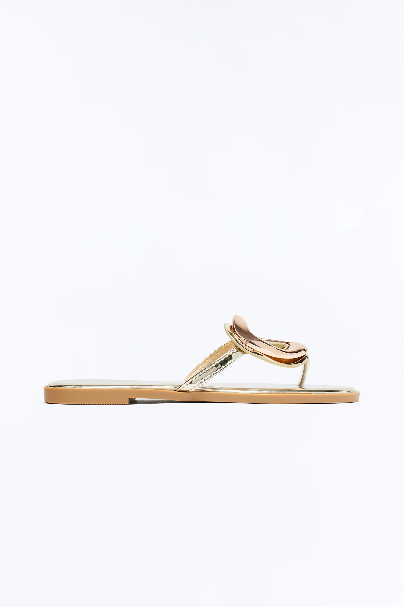 Tropical Oasis Hardware Flip Flops - Gold - Image 3