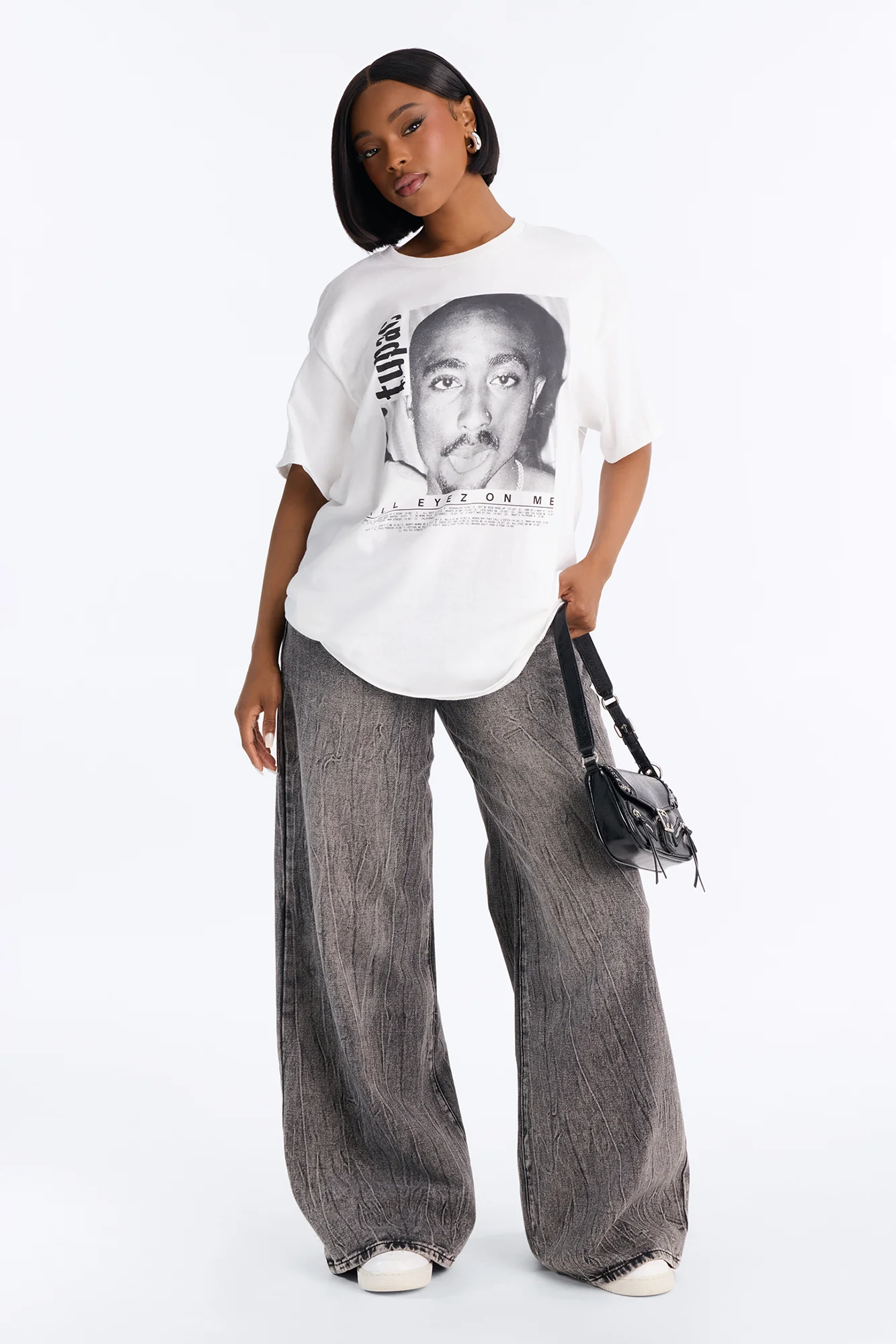 Tupac All Eyes On Me Oversized Tee - White - Image 2