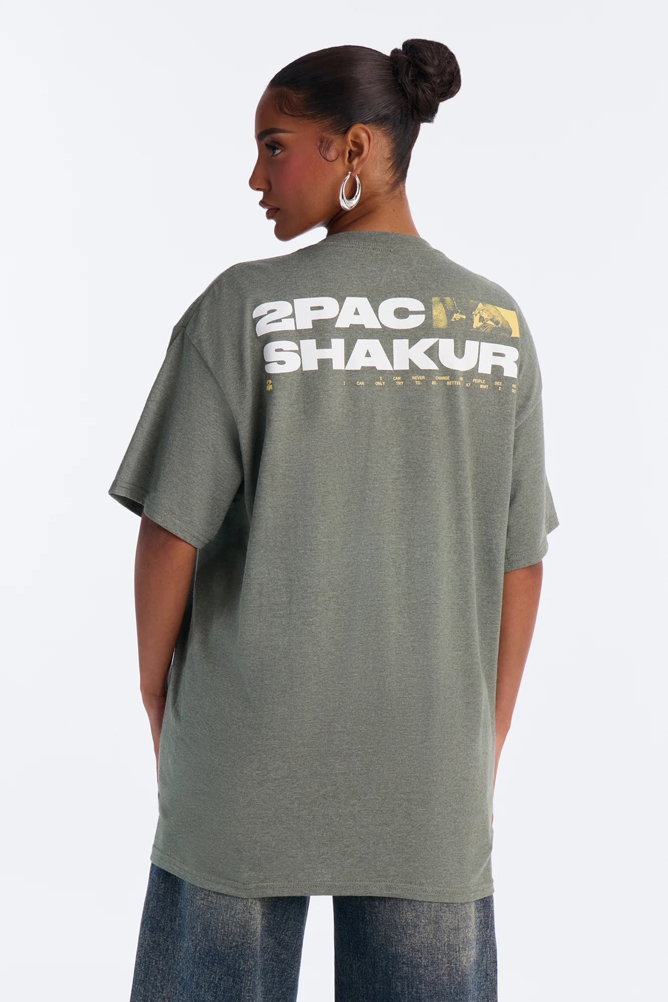 Tupac Shakur Iconic Oversized Tee - Green - Image 4