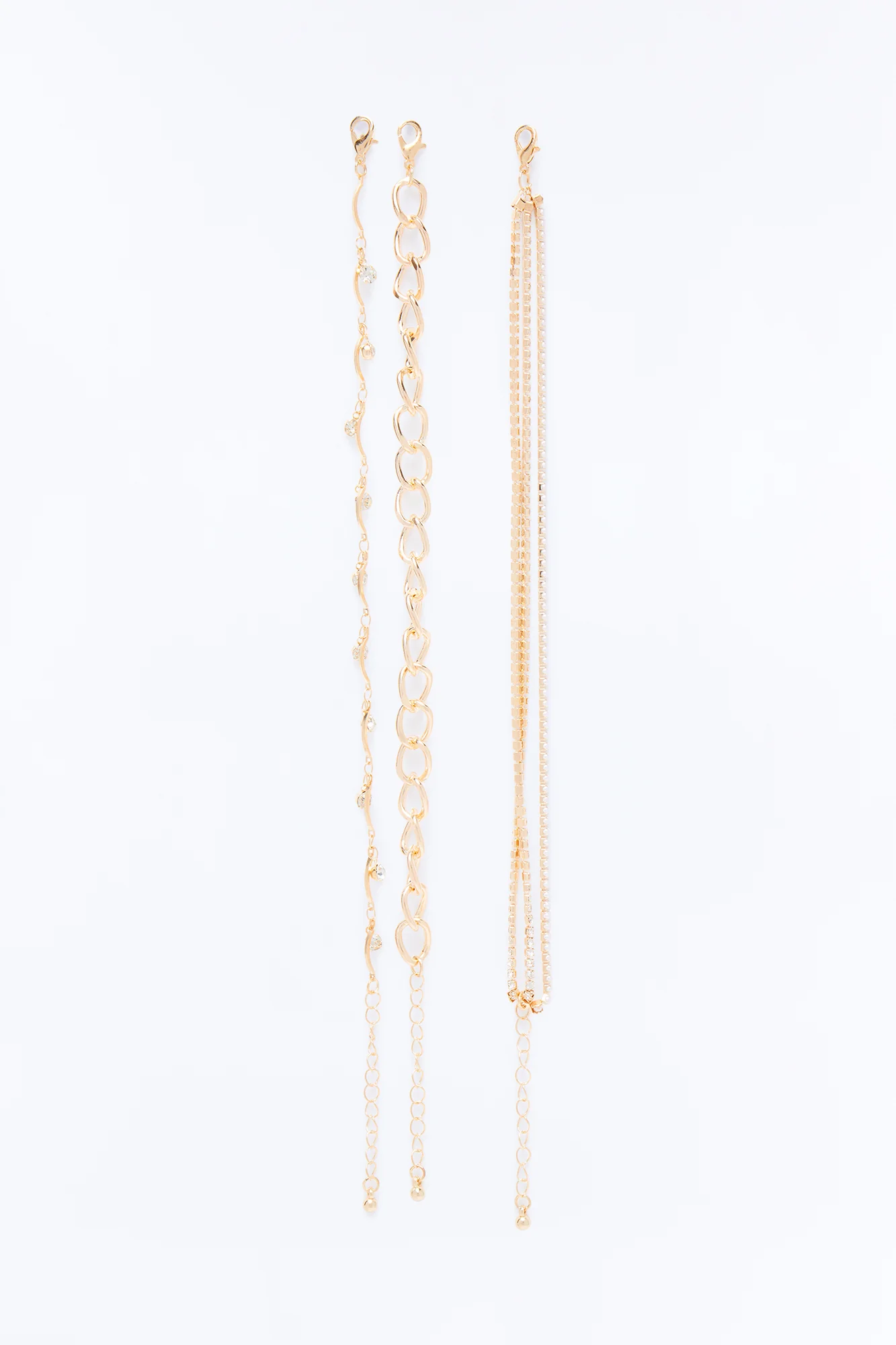 Twinkling Lights 3 Piece Anklet Set - Gold - Image 3