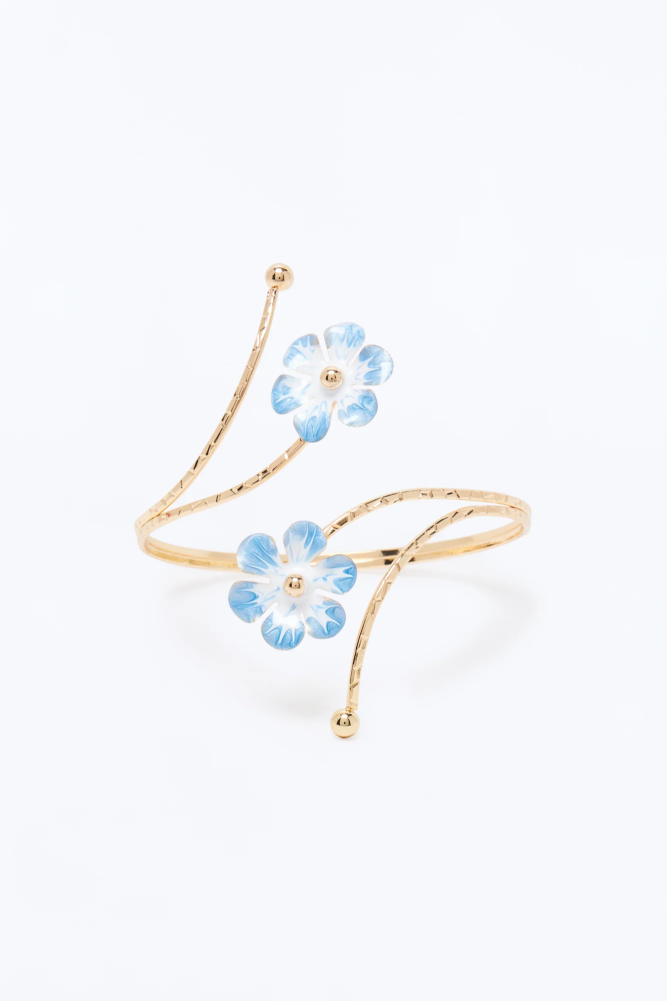 Twisted Vine Floral Hardware Arm Cuff - Gold/Blue - Image 3