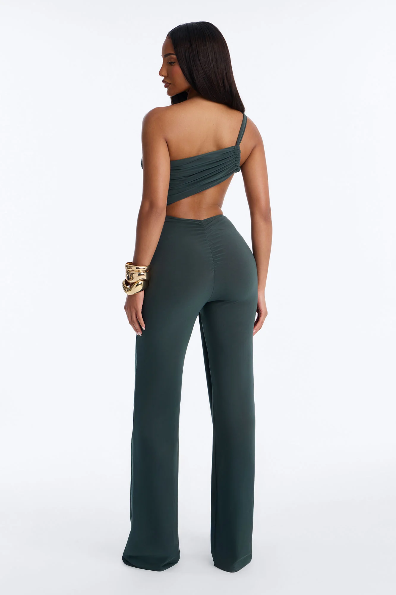 Ulissa Draped Straight Leg Jumpsuit - Olive - Image 4