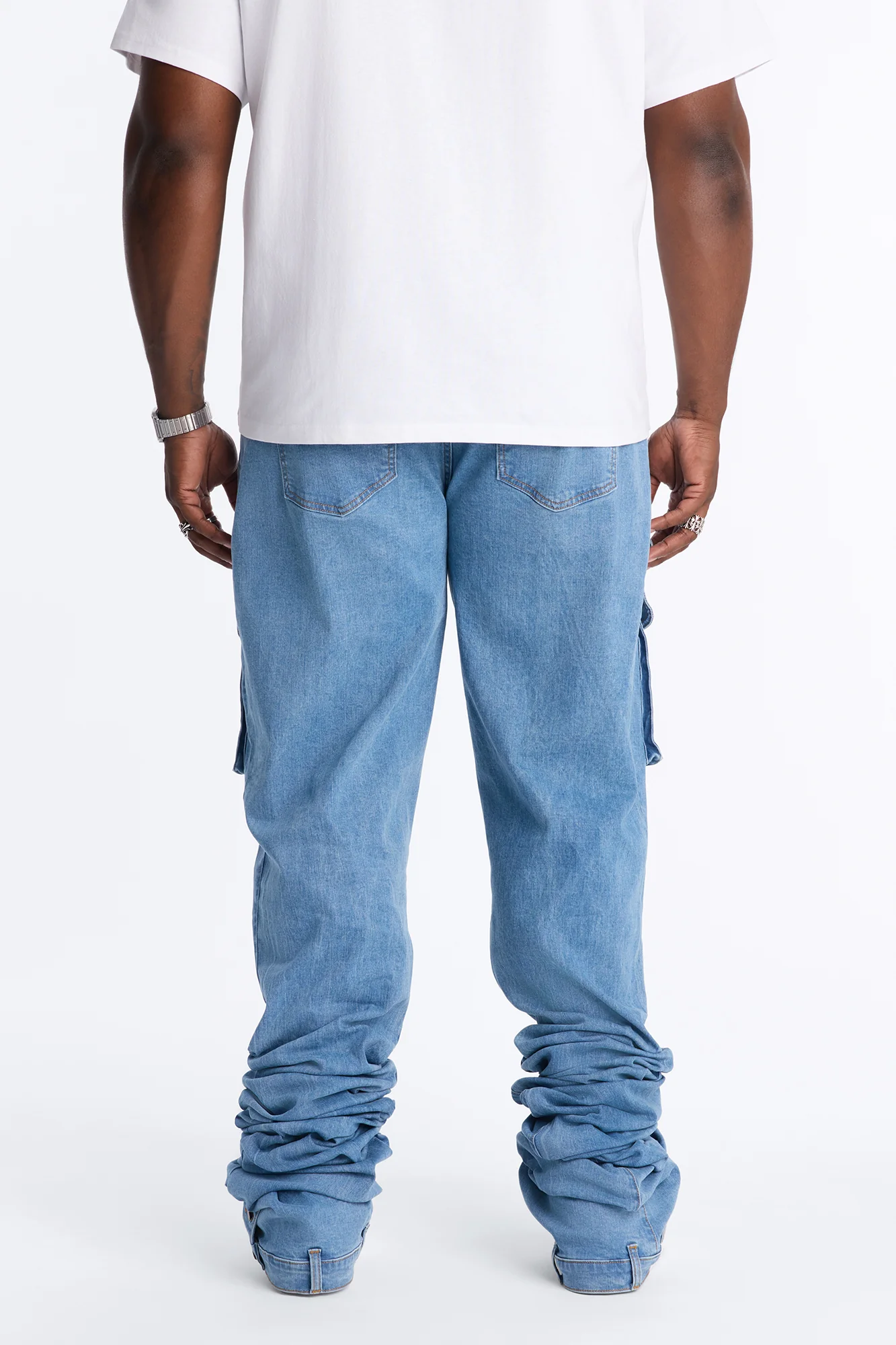Ultra Stacked Skinny Cargo Jean - Medium Blue Wash - Image 9