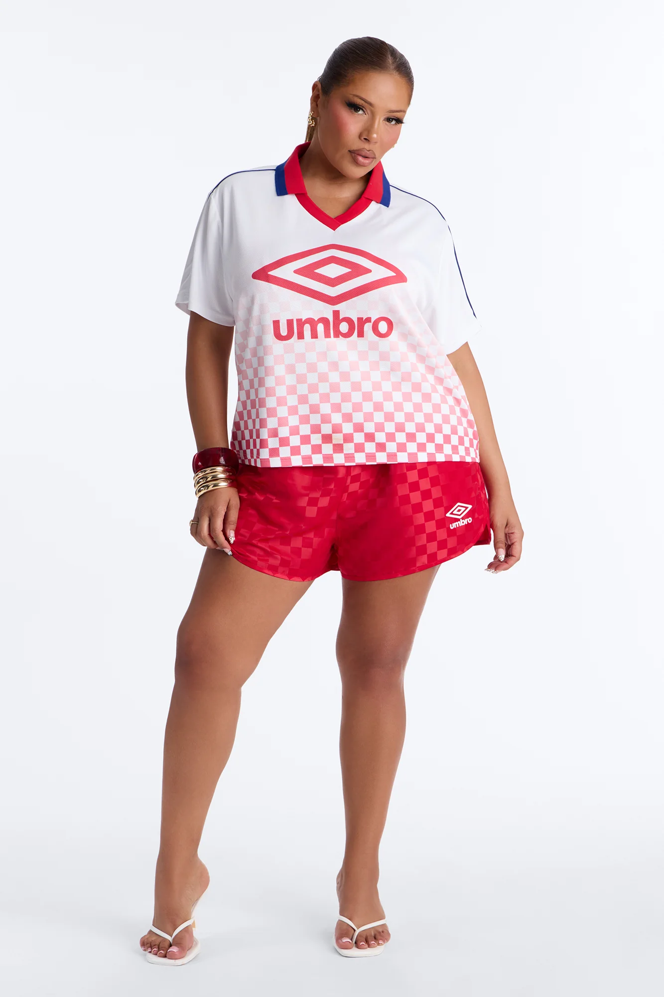 Umbro Checkered Soccer Jersey - White - Image 7