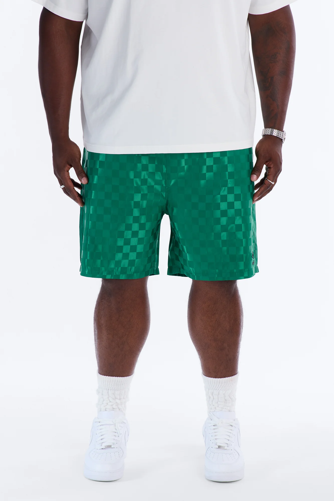 Umbro Checkered Soccer Shorts - Green - Image 5
