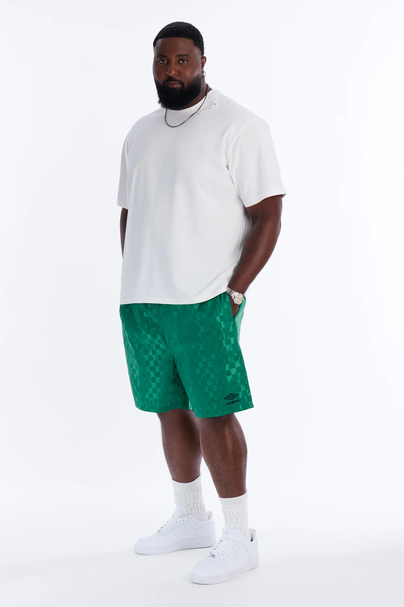 Umbro Checkered Soccer Shorts - Green - Image 6
