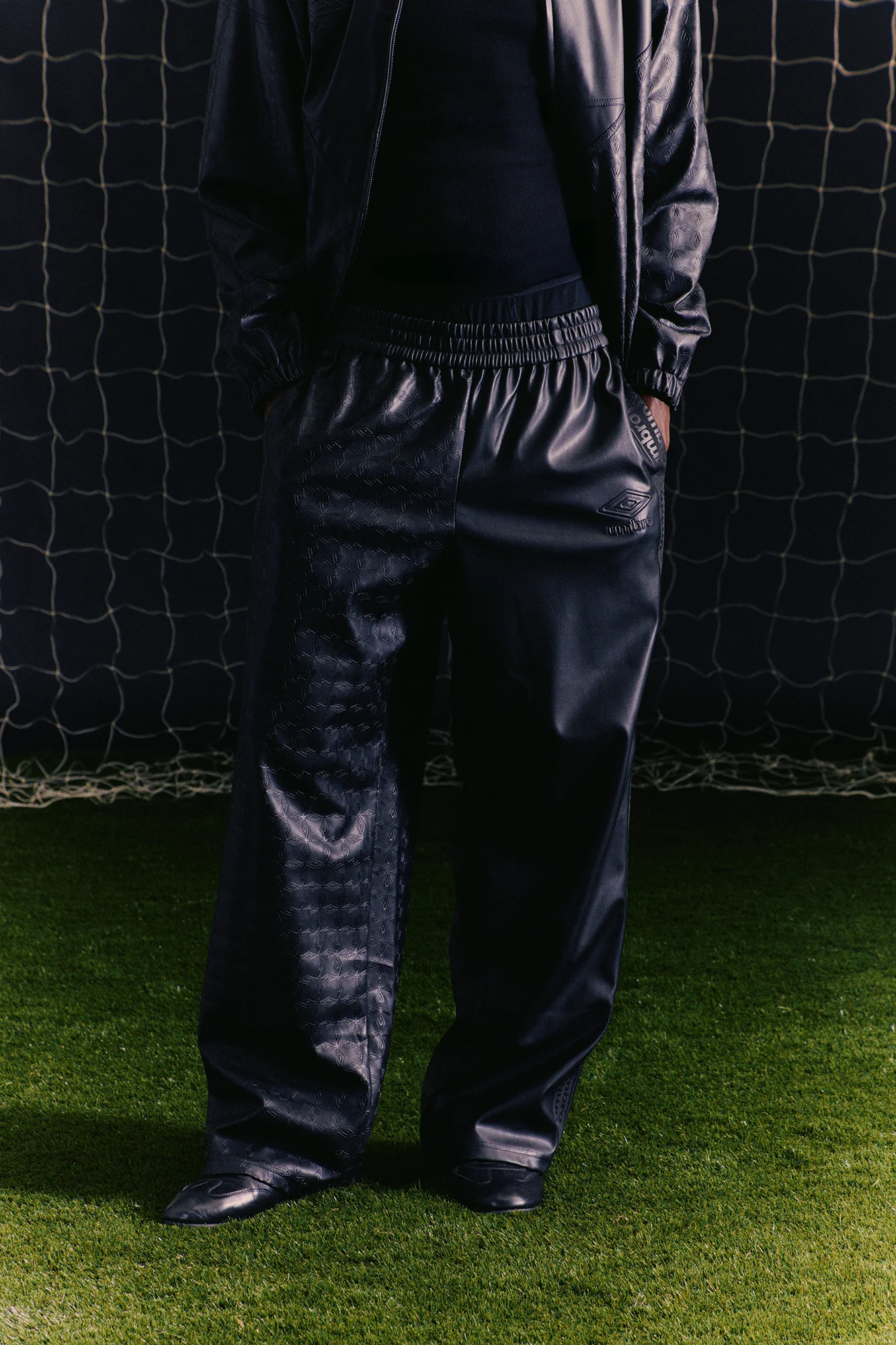 Umbro Faux Leather Track Pant - Black