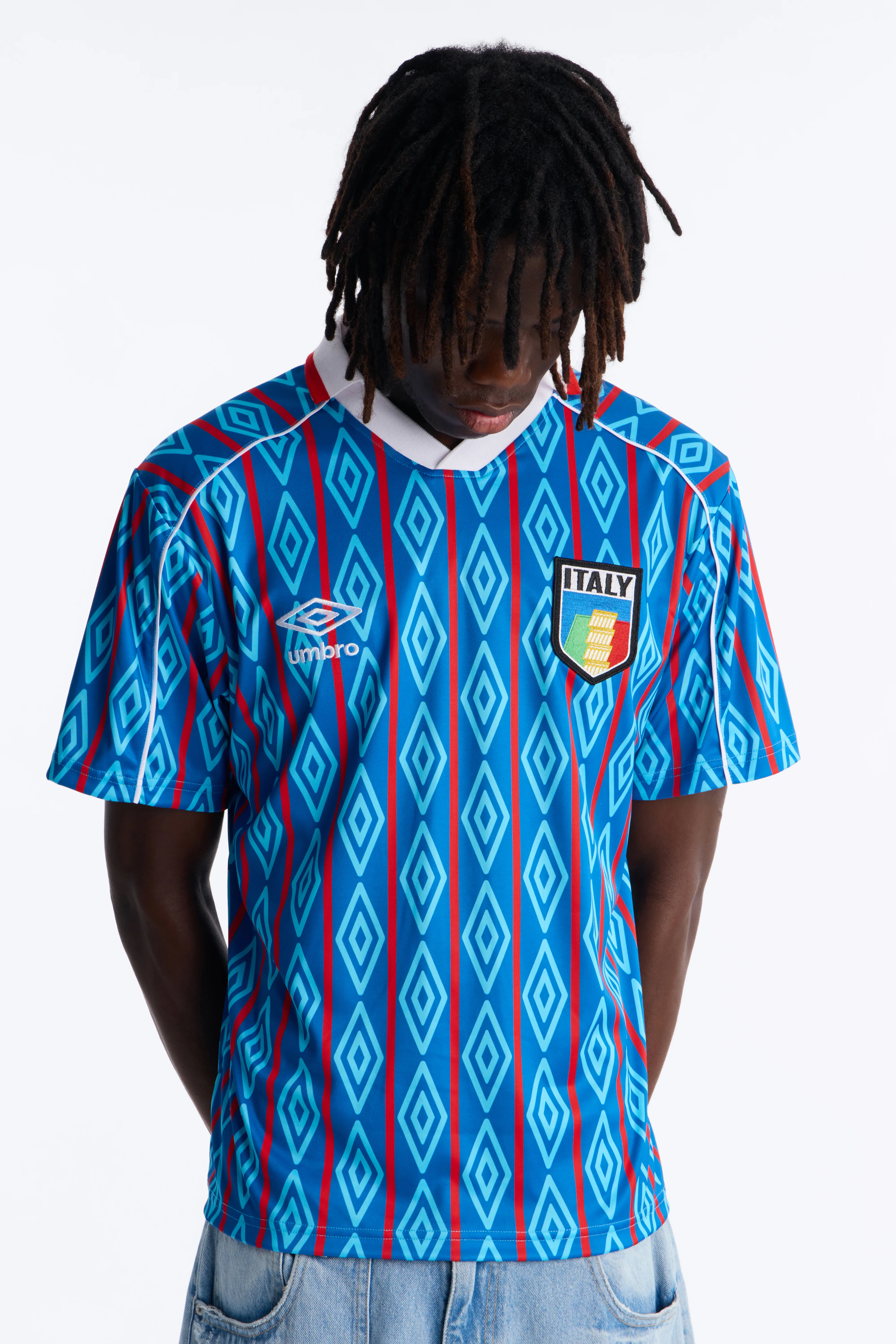 Umbro Italia Collar Soccer Jersey - Blue