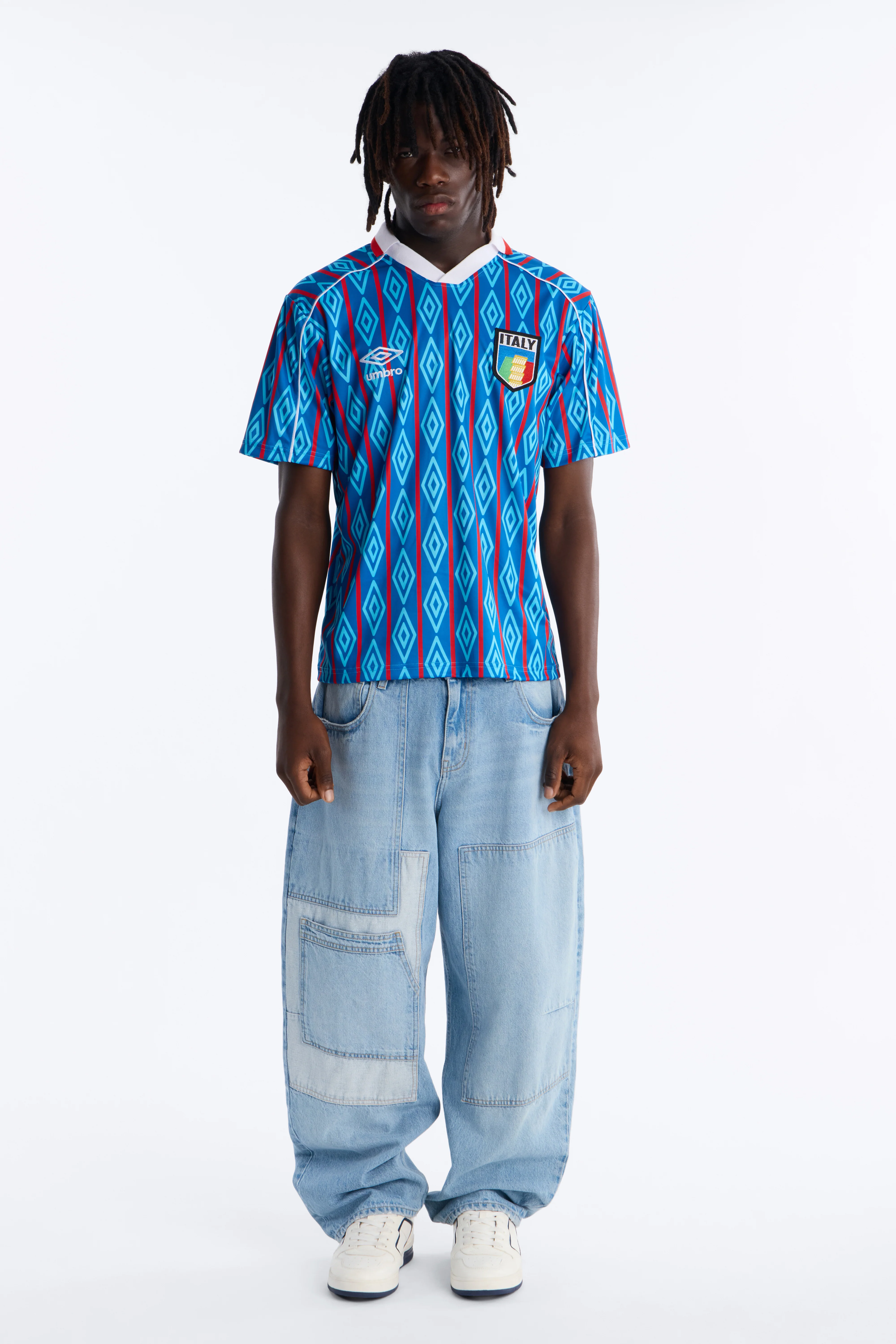 Umbro Italia Collar Soccer Jersey - Blue - Image 2
