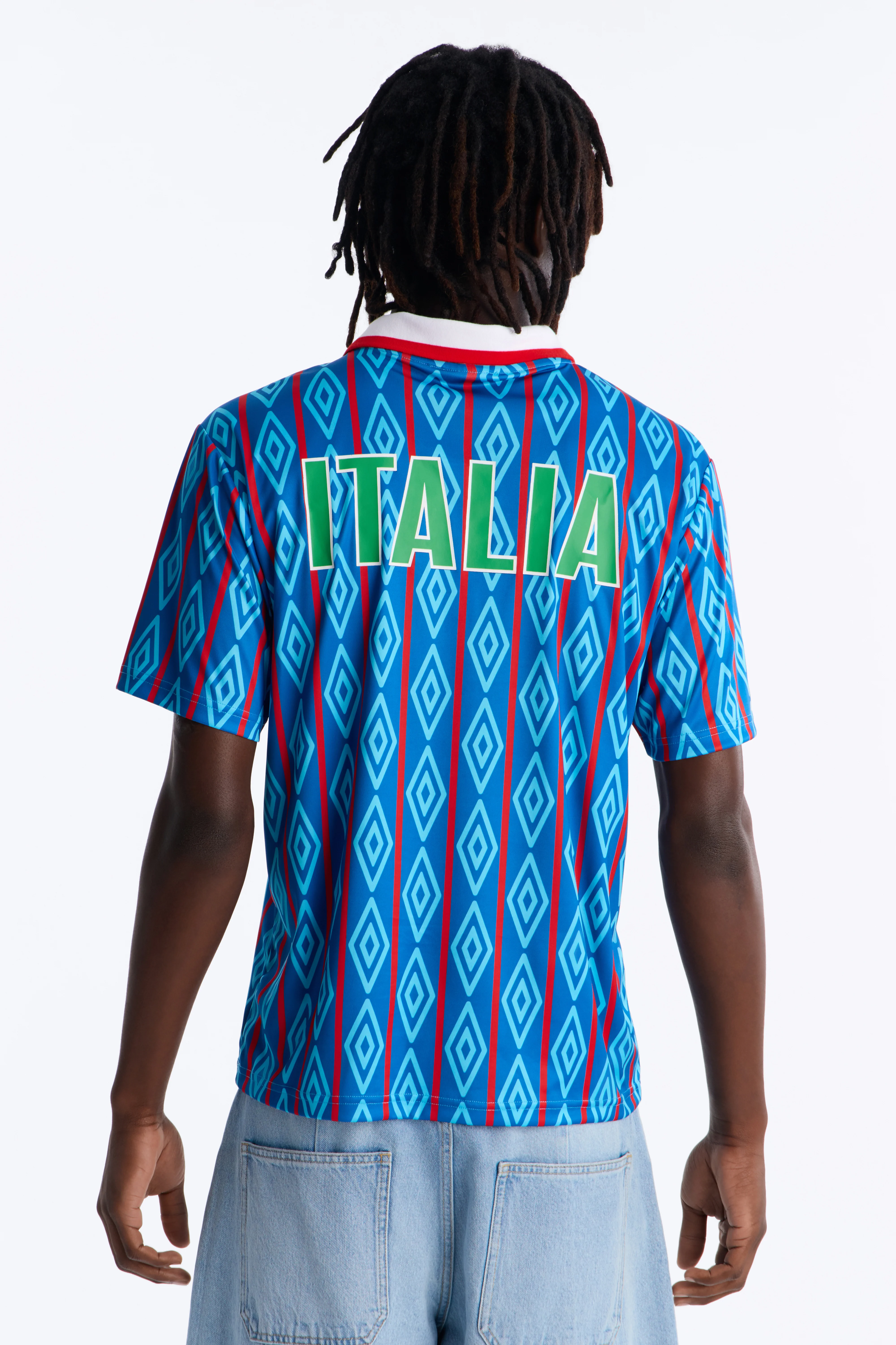 Umbro Italia Collar Soccer Jersey - Blue - Image 3