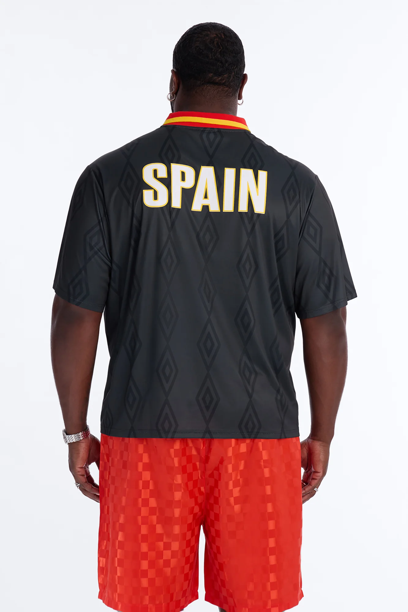 Umbro Spain Collar Soccer Jersey - Black - Image 8