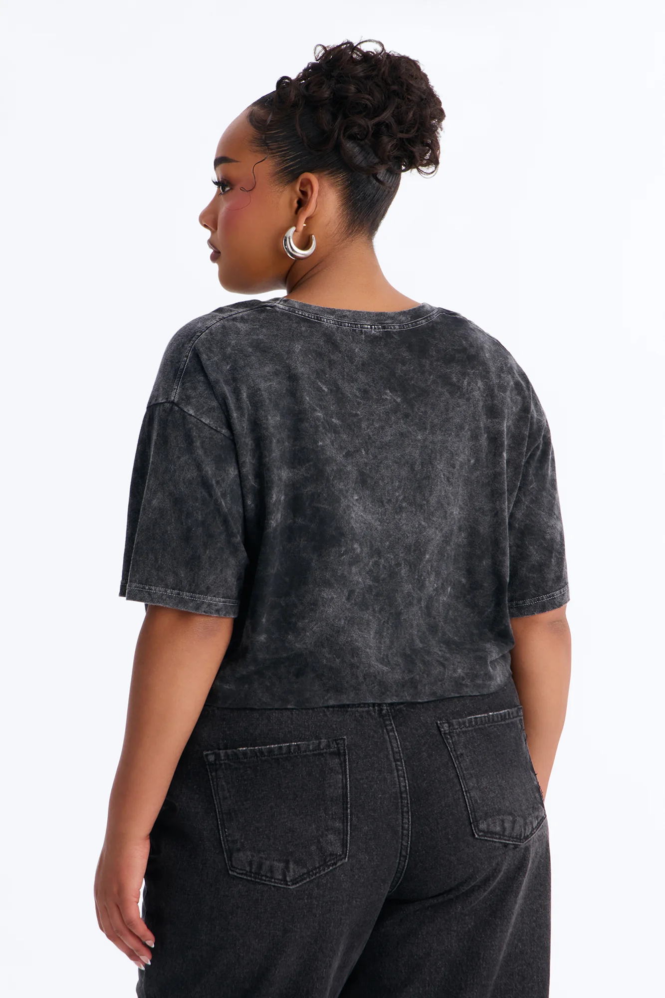Unapologetically Black Cropped Washed Tee - Black - Image 7