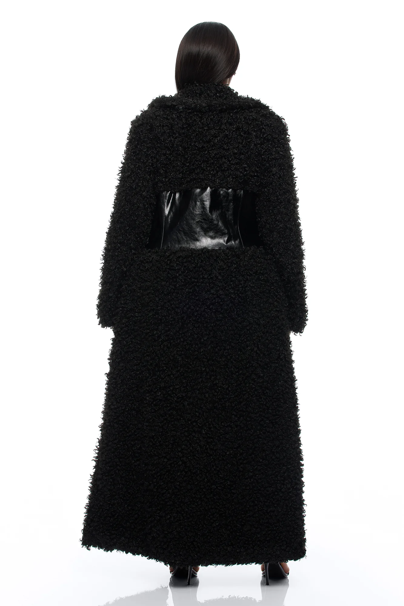Undercover Faux Leather Sherpa Coat - Black - Image 8