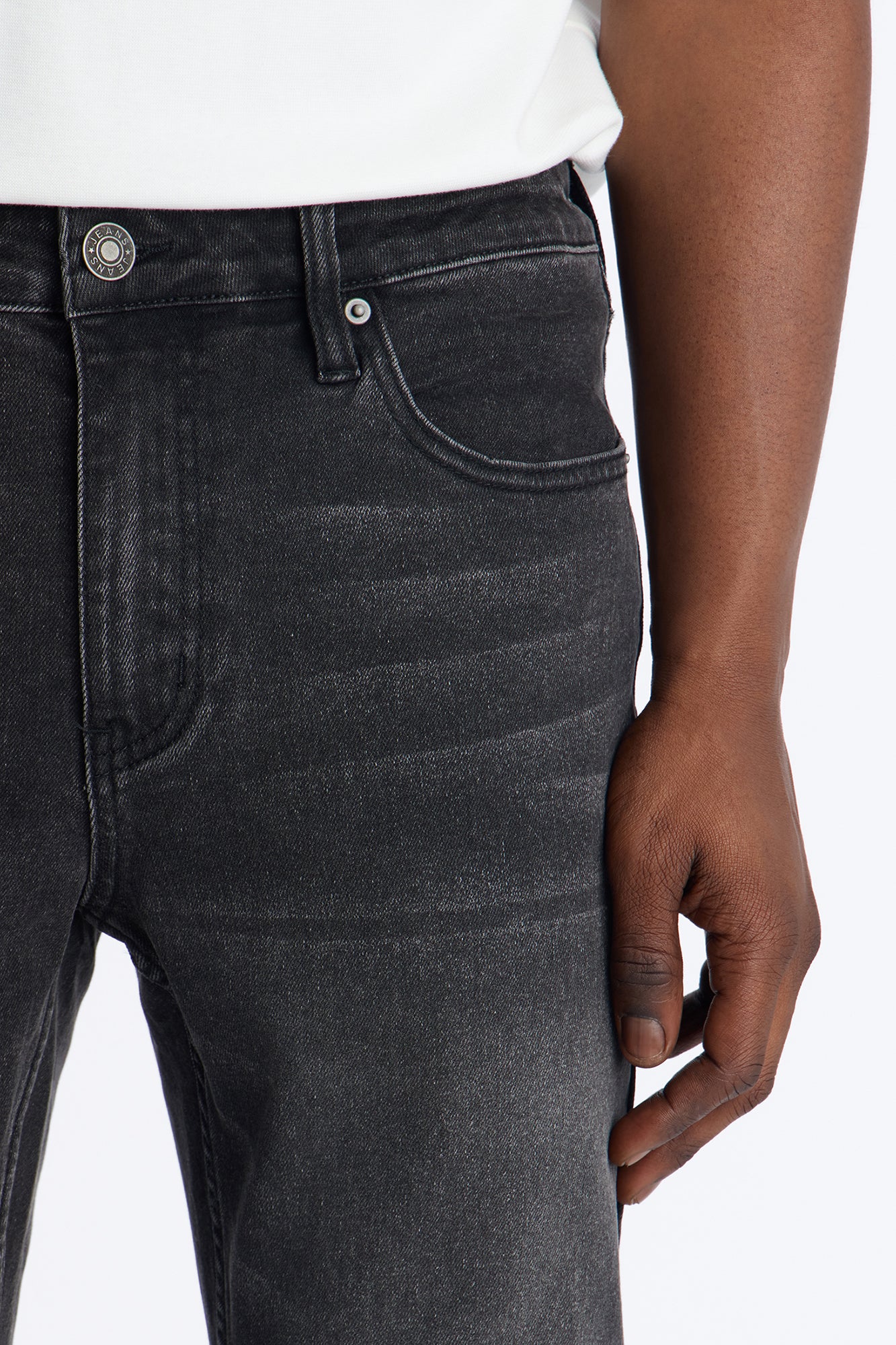 Upstanding Slit Stacked Skinny Flare Jean - Black Wash - Image 3