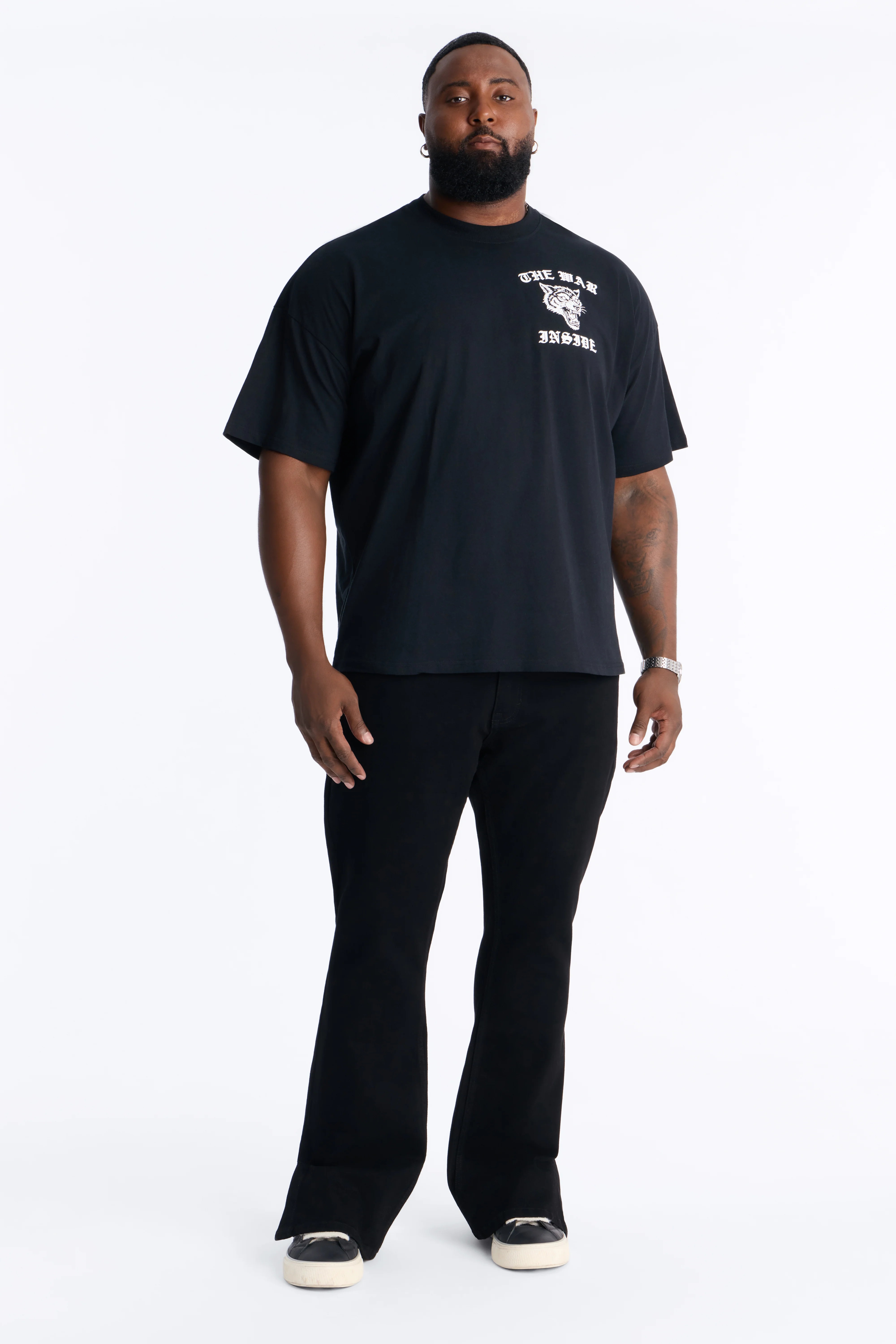 Upstanding Slit Stacked Slim Flare Jeans - Black - Image 7