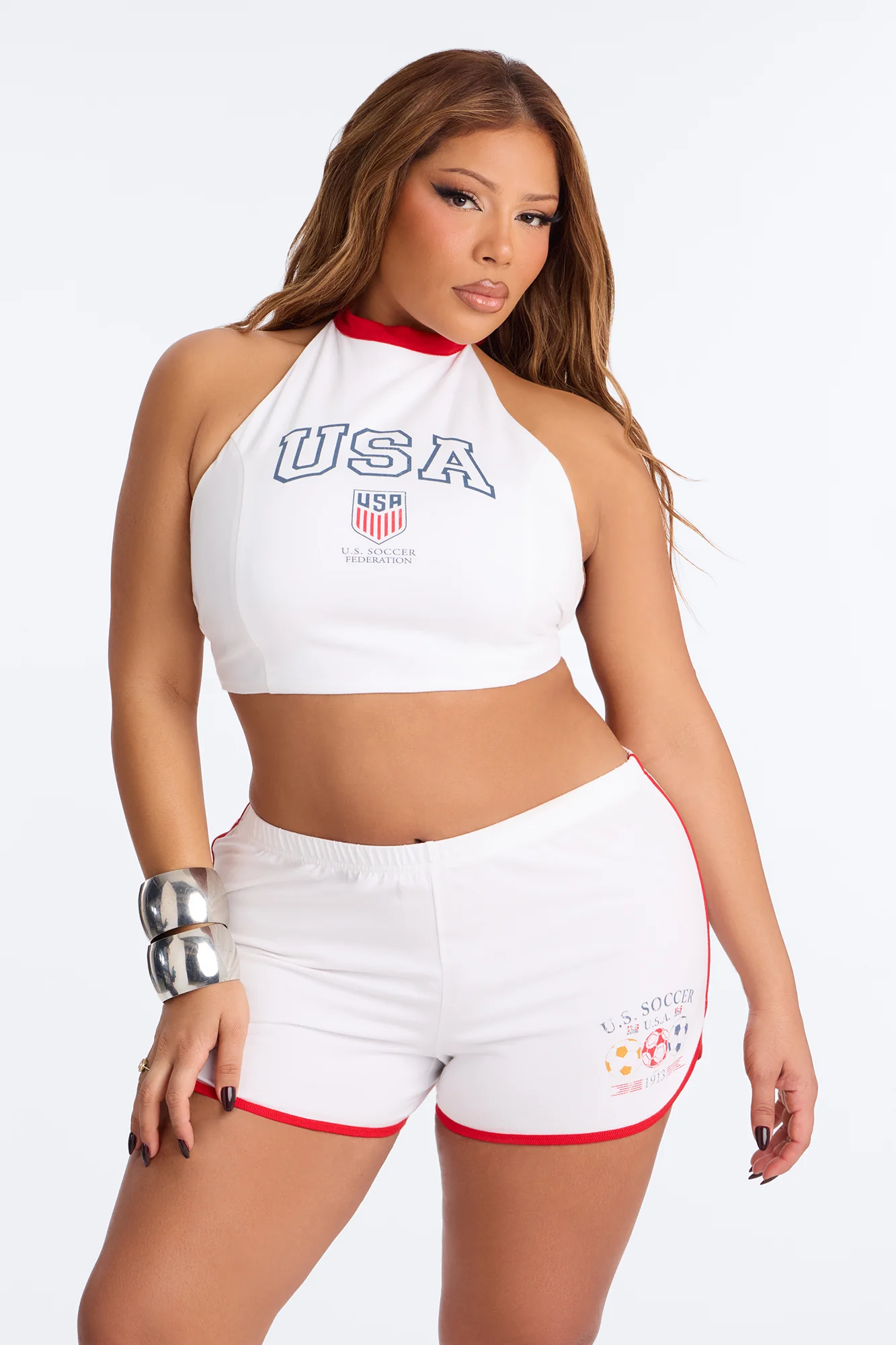US Soccer High Neck Halter - White - Image 4