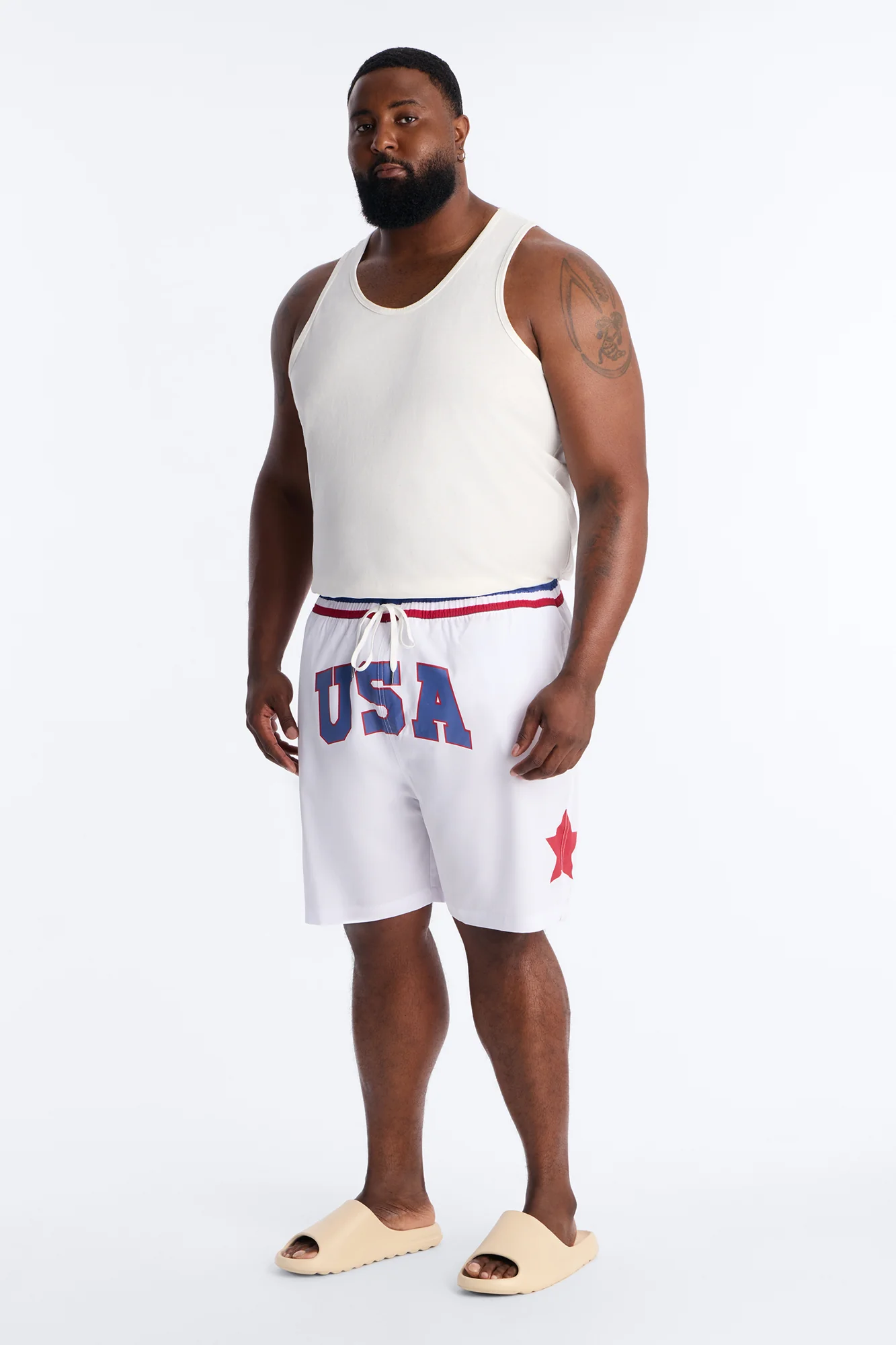 USA Freedom Stars Swim Trunk 7″ - White/combo - Image 6