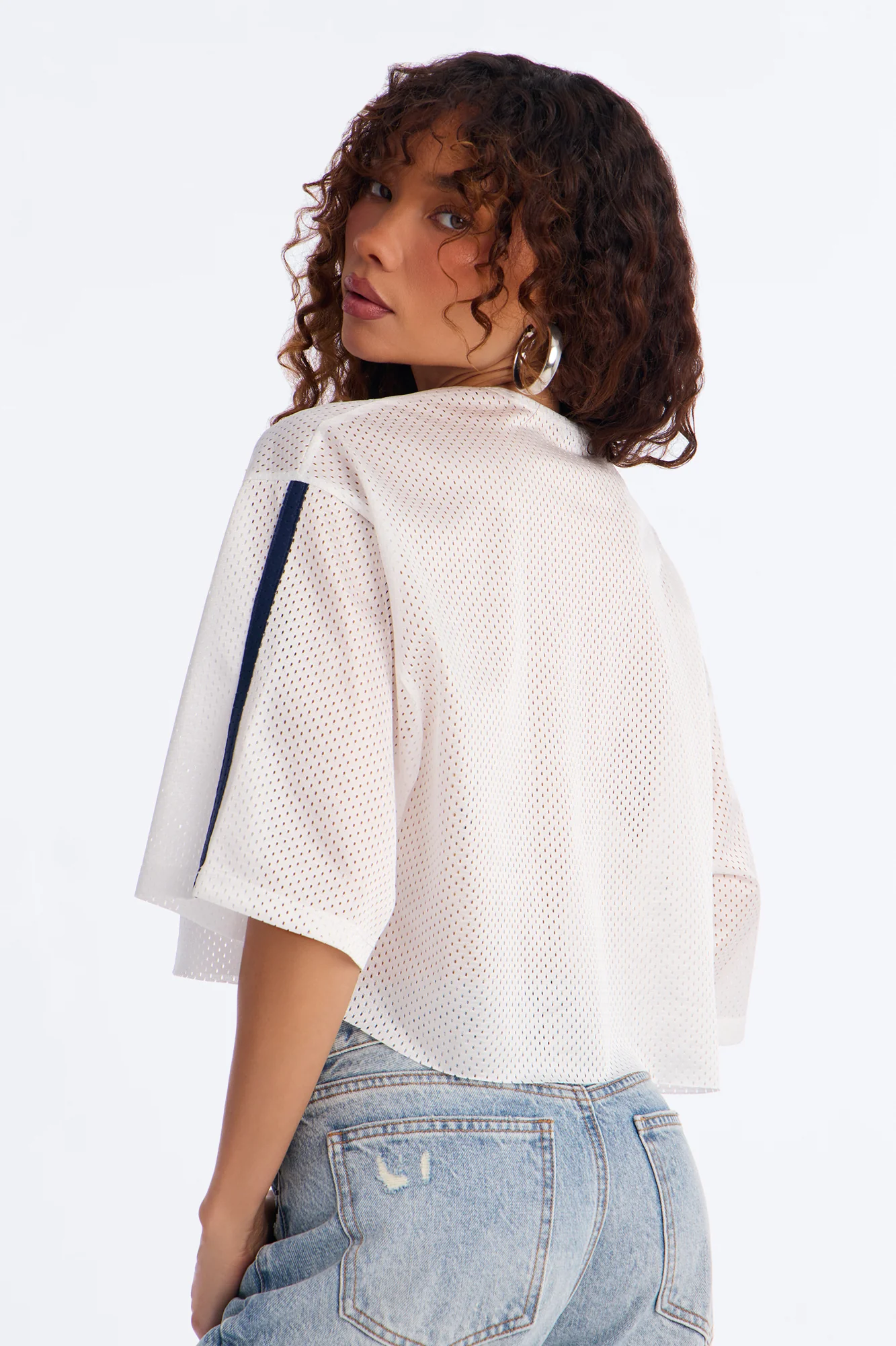 USA Lace Cropped Jersey - White - Image 4