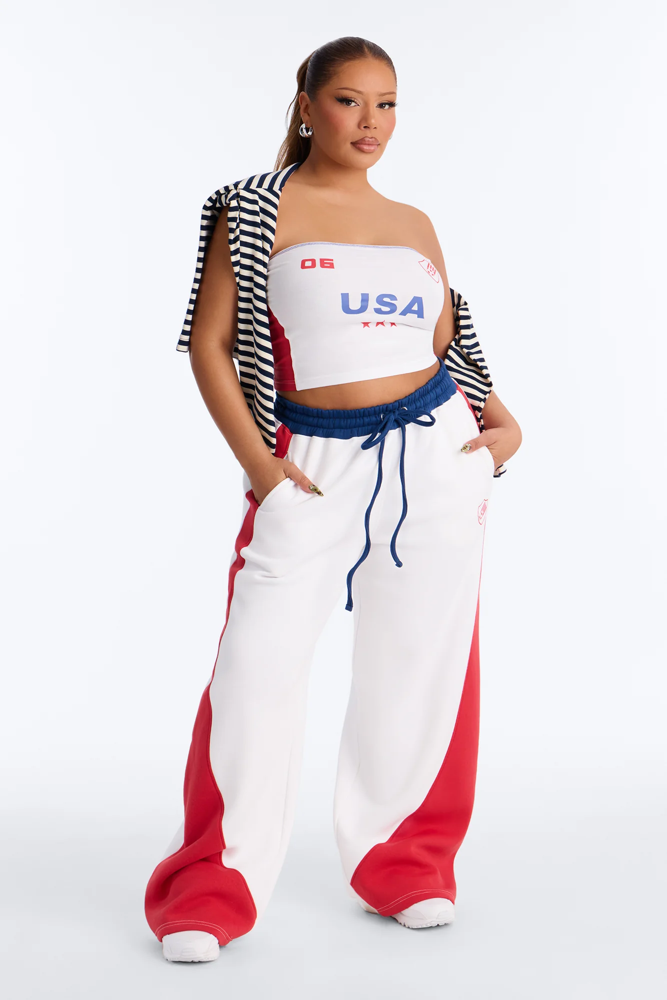USA Pride Fleece Barrel Pant Set - White/combo - Image 4