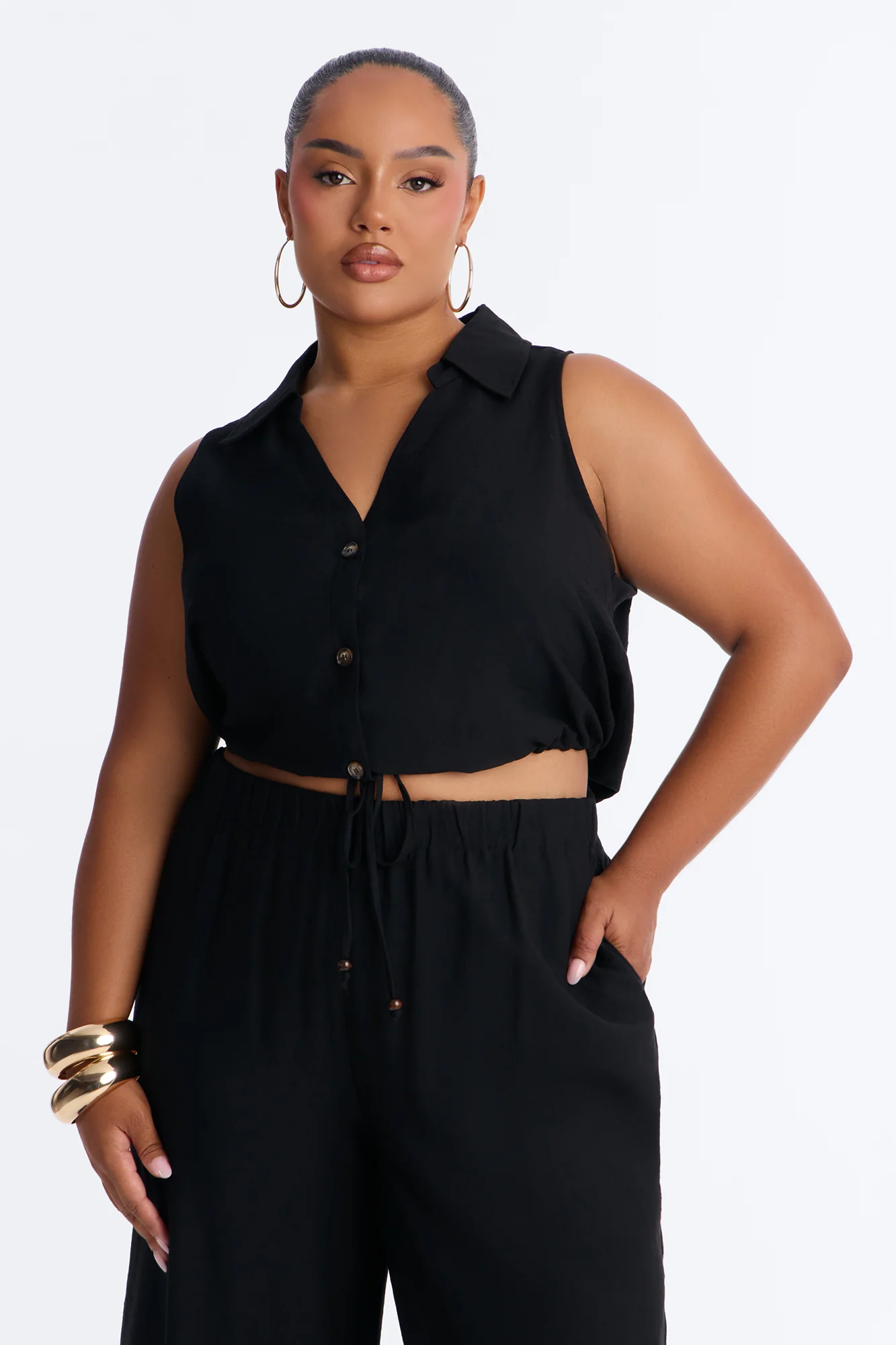 Vacation Nights Linen Pant Set - Black - Image 6