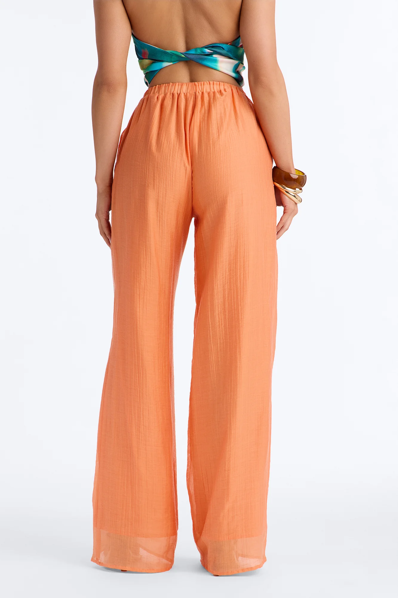 Vacay Babe Textured Wide Leg Pant - Orange - Image 4