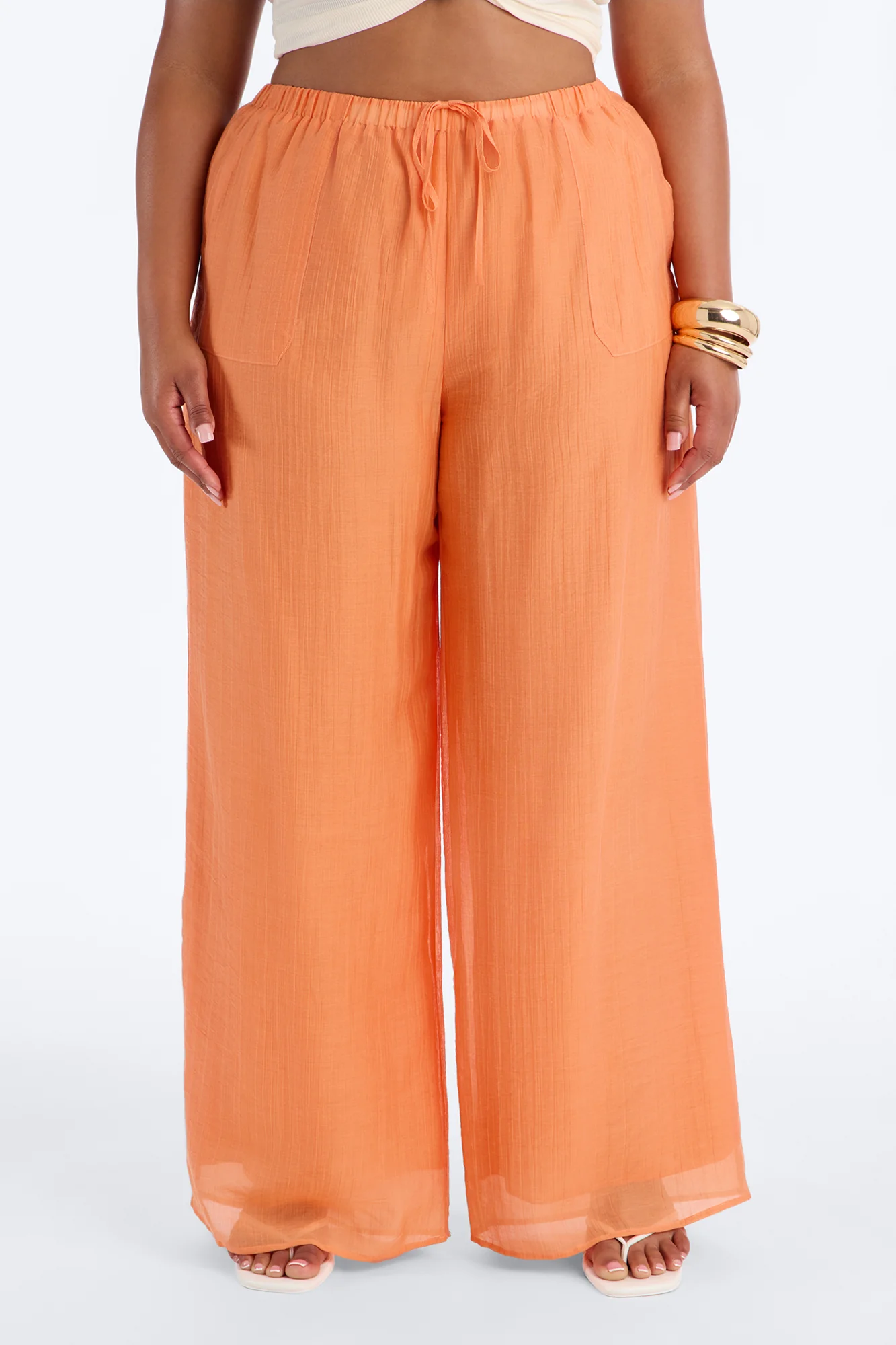 Vacay Babe Textured Wide Leg Pant - Orange - Image 6