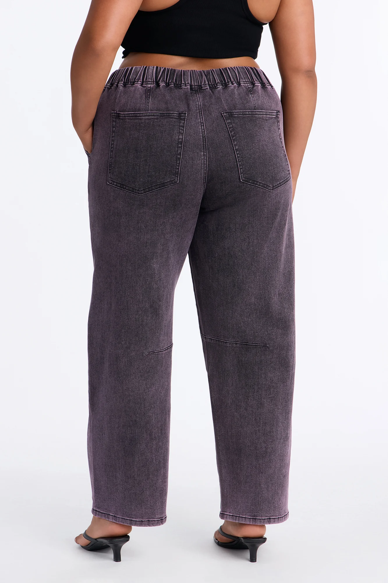 Vacay Mood Relaxed Tie Waist Jeans - Eggplant - Image 8
