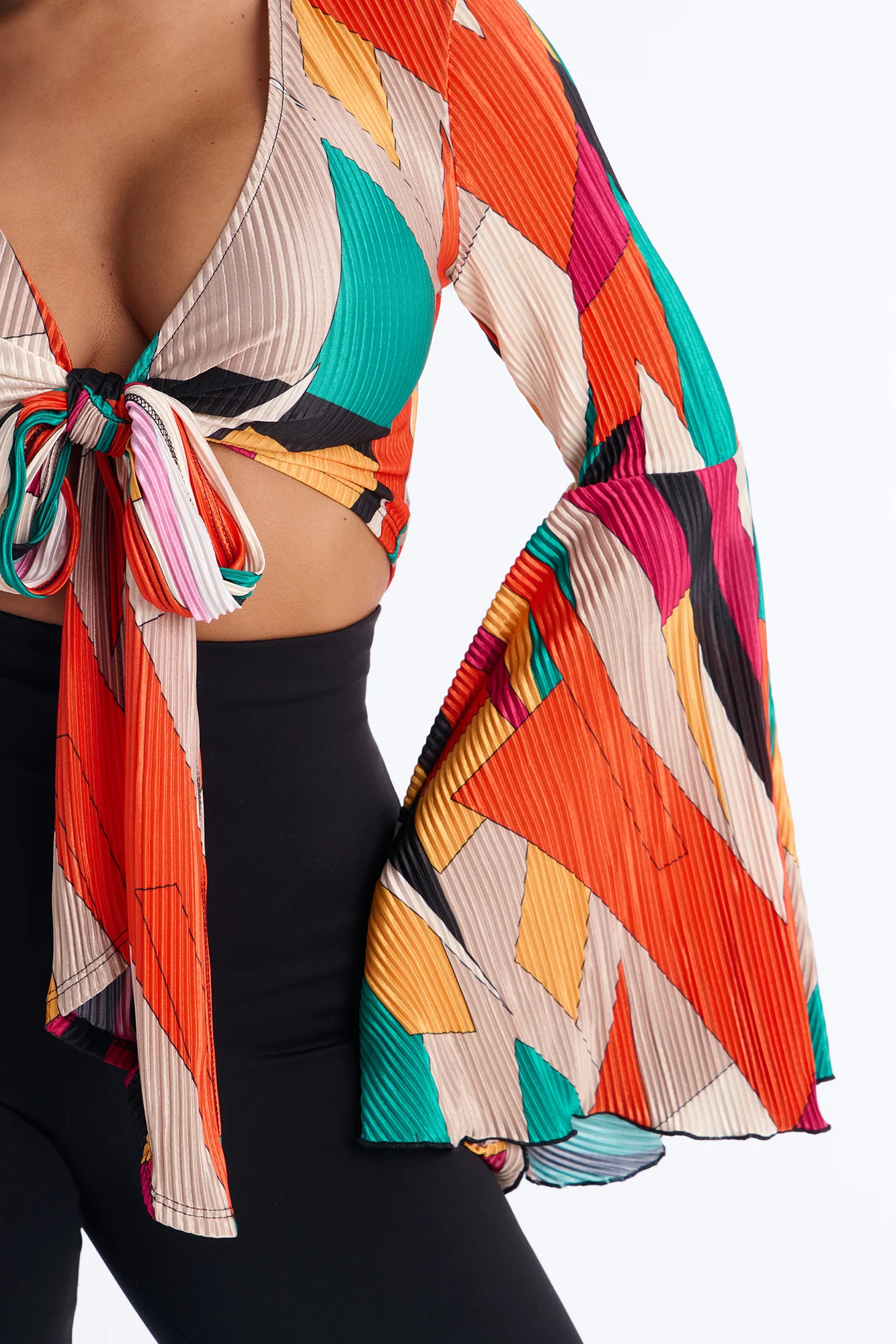 Vacay With Me Plisse Top - Multi Color - Image 3