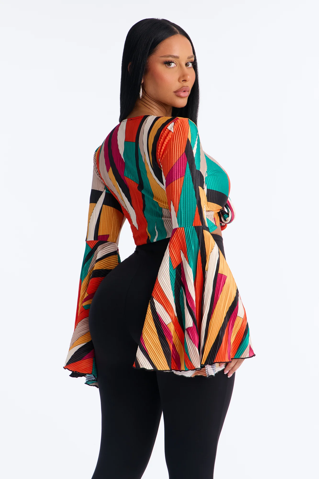 Vacay With Me Plisse Top - Multi Color - Image 4