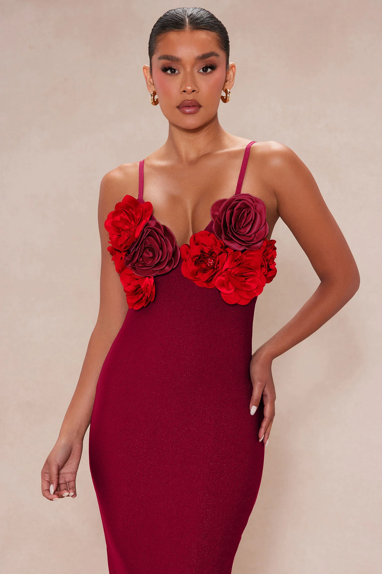 Valentina Bandage Midi Dress - Wine/combo - Image 2