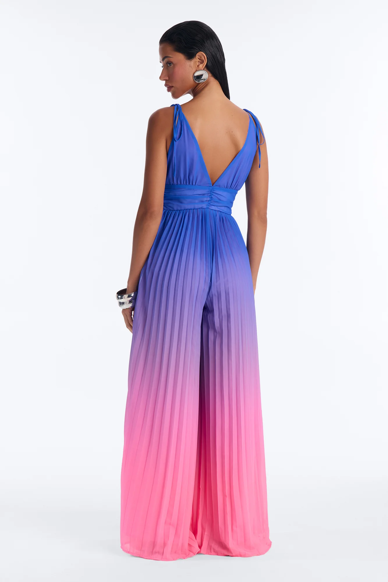 Valeria Chiffon Ombre Jumpsuit - Blue - Image 3
