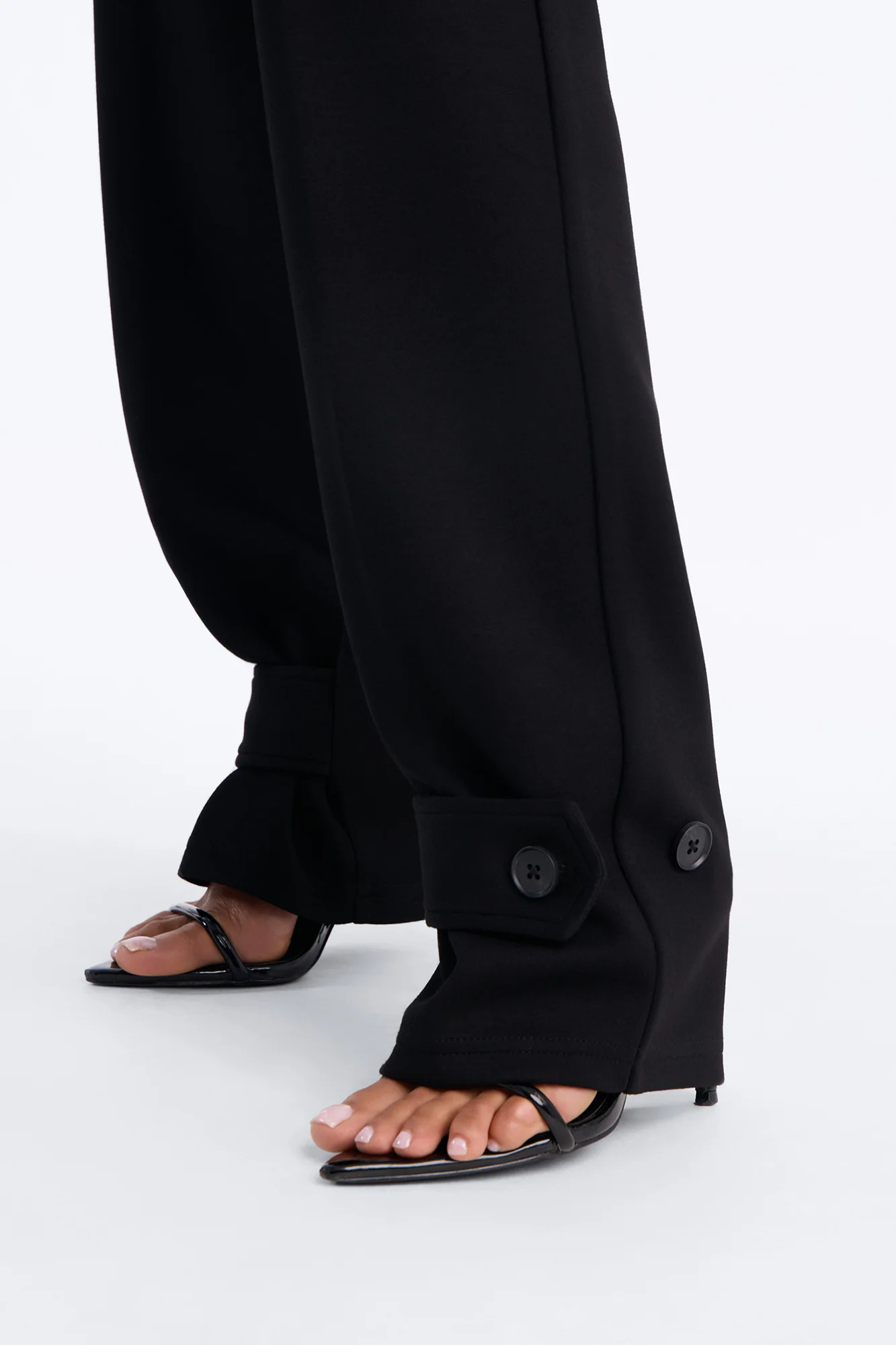 Vanessa Straight Leg Tab Cuff Pant - Black - Image 3