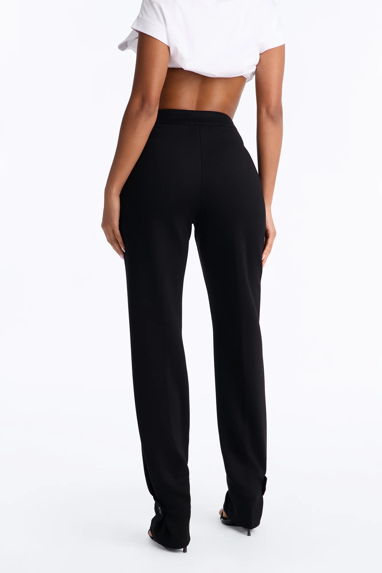 Vanessa Straight Leg Tab Cuff Pant - Black - Image 4